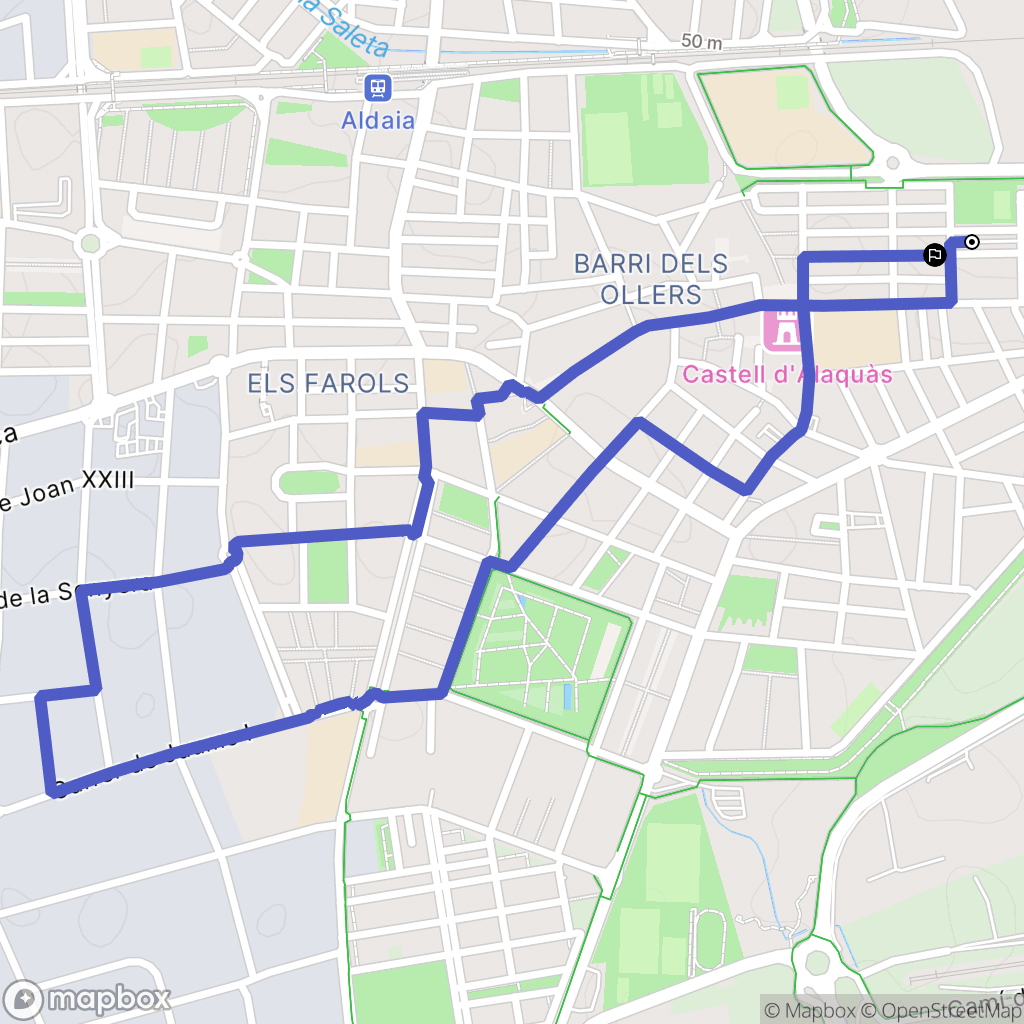 Alaquàs : carte du parcours de randonnée - Spain