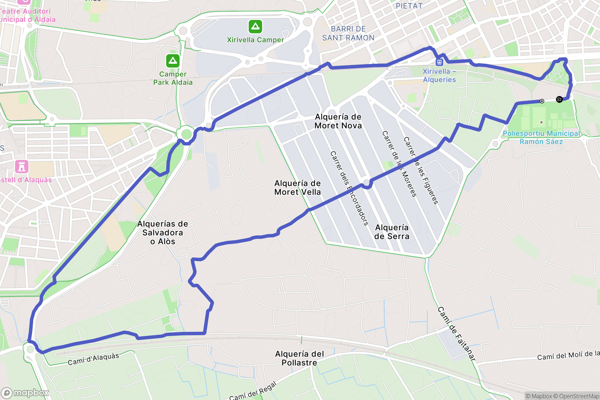 Xirivella : carte du parcours de randonnée - Spain