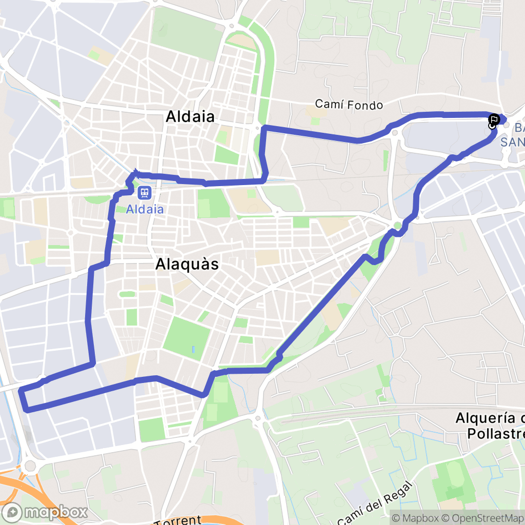 Aldaya : carte du parcours de randonnée - Spain