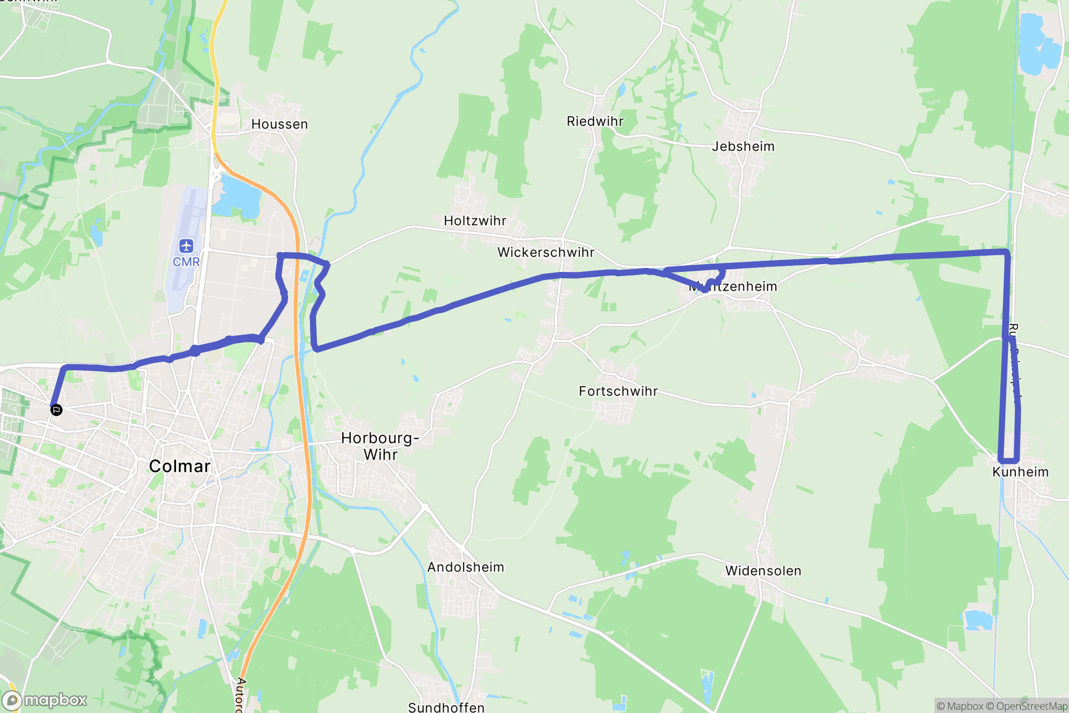 Colmar : carte du parcours de randonnée - France