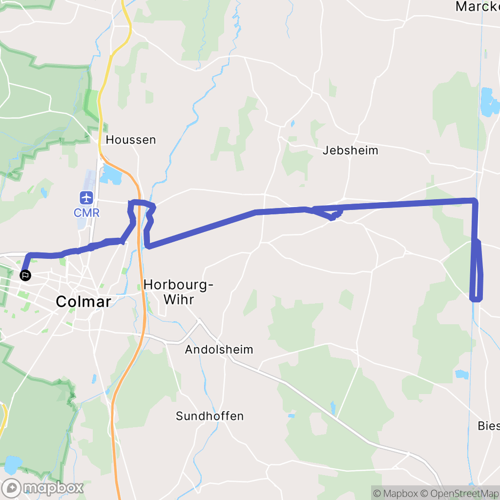 Colmar : carte du parcours de randonnée - France