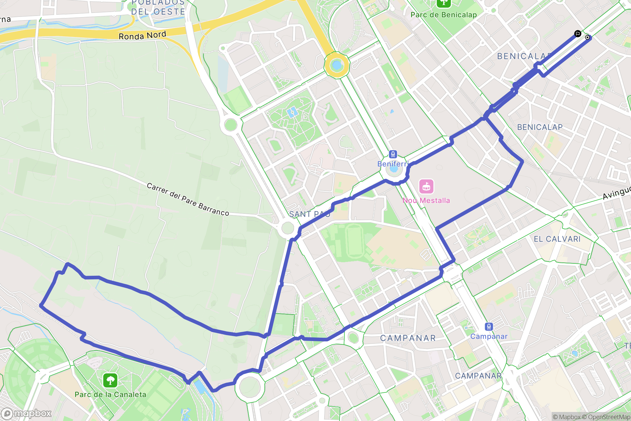 Valencia : carte du parcours de randonnée - Spain