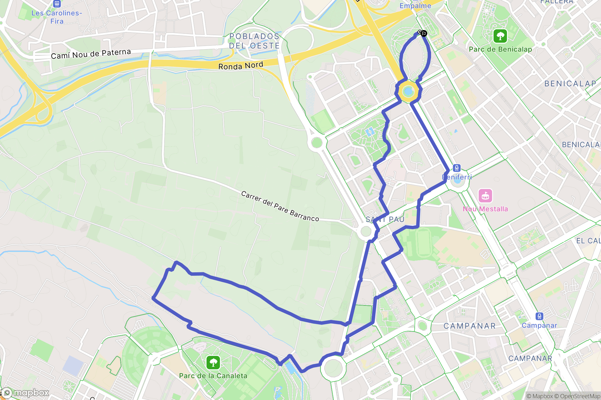València : carte du parcours de randonnée - Spain