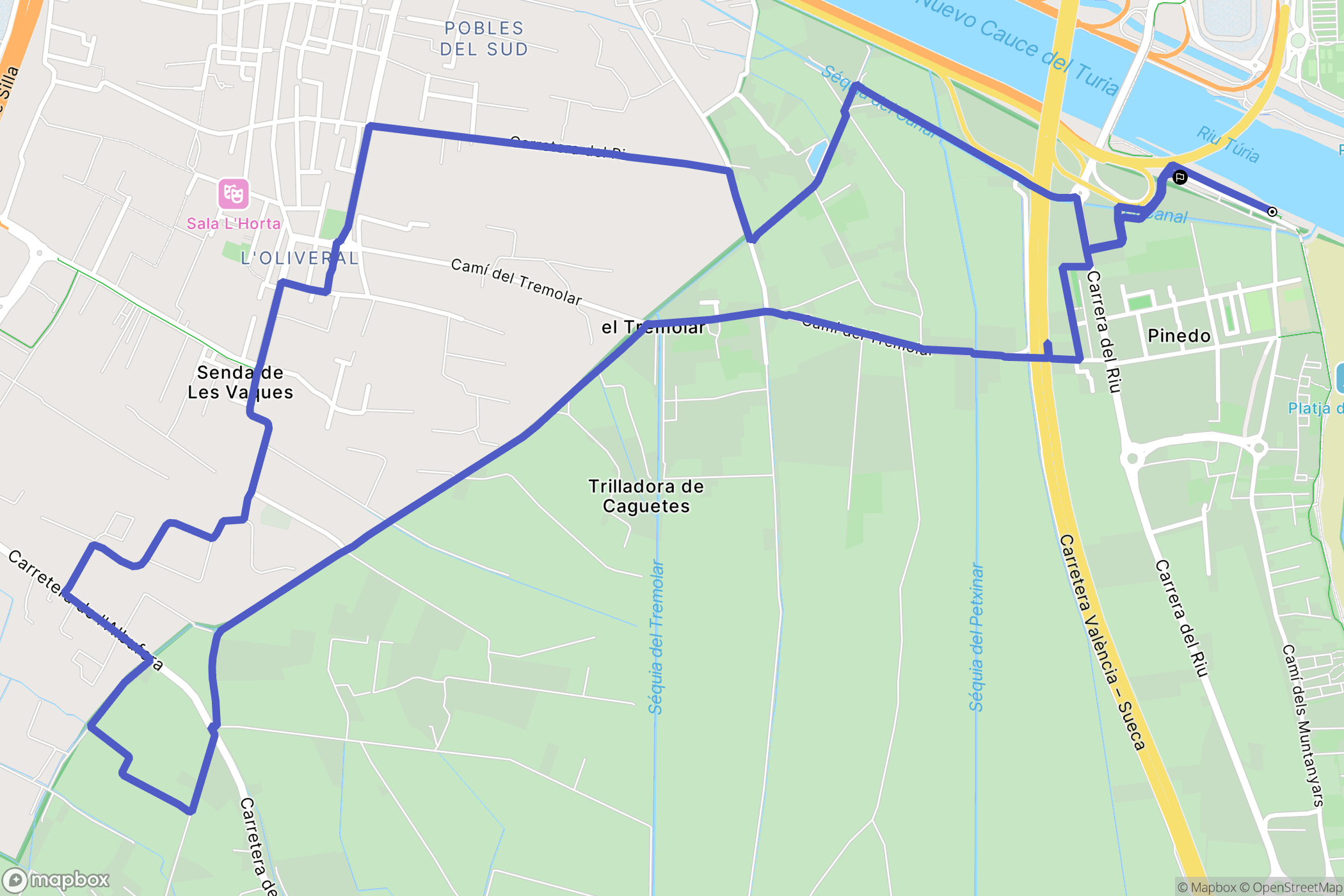 València : carte du parcours de randonnée - Spain