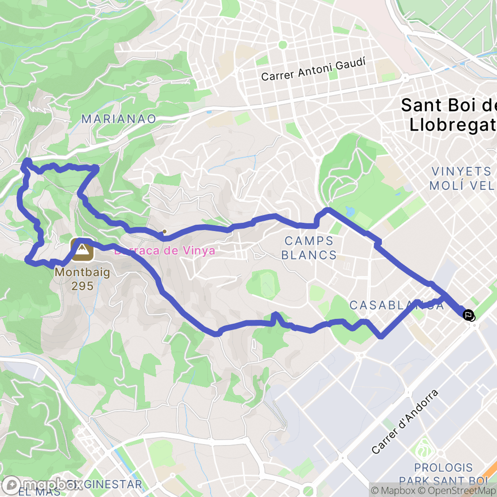 Sant Boi de Llobregat : carte du parcours de randonnée - Spain