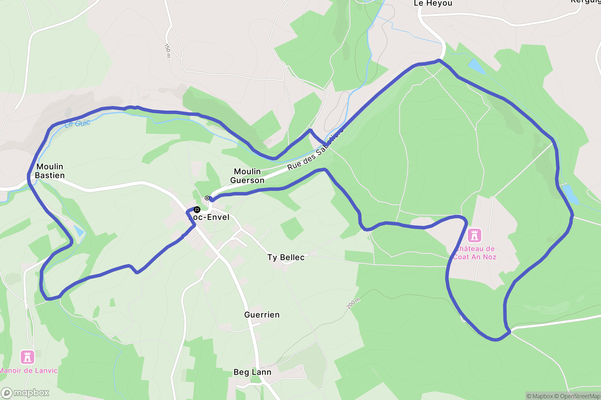 Loc-Envel : carte du parcours de randonnée - France