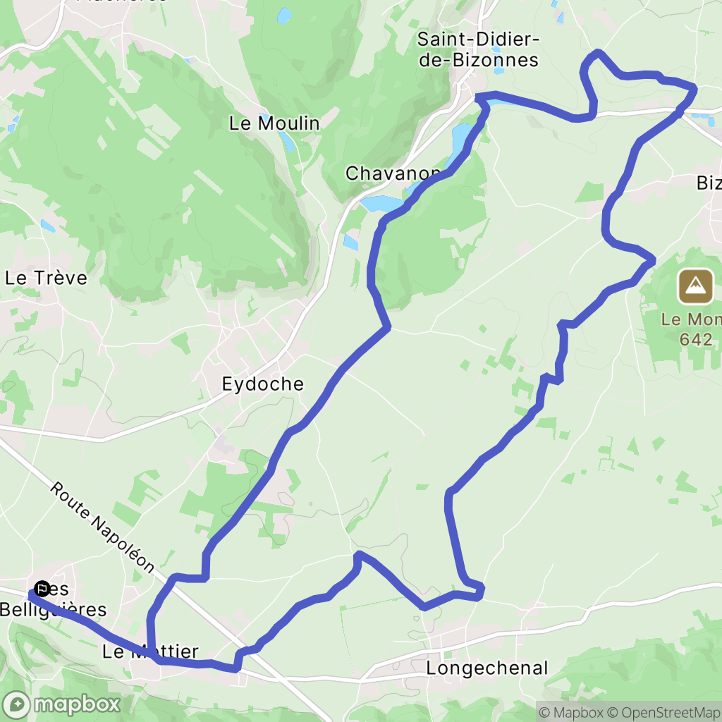 Mottier : carte du parcours de randonnée - France