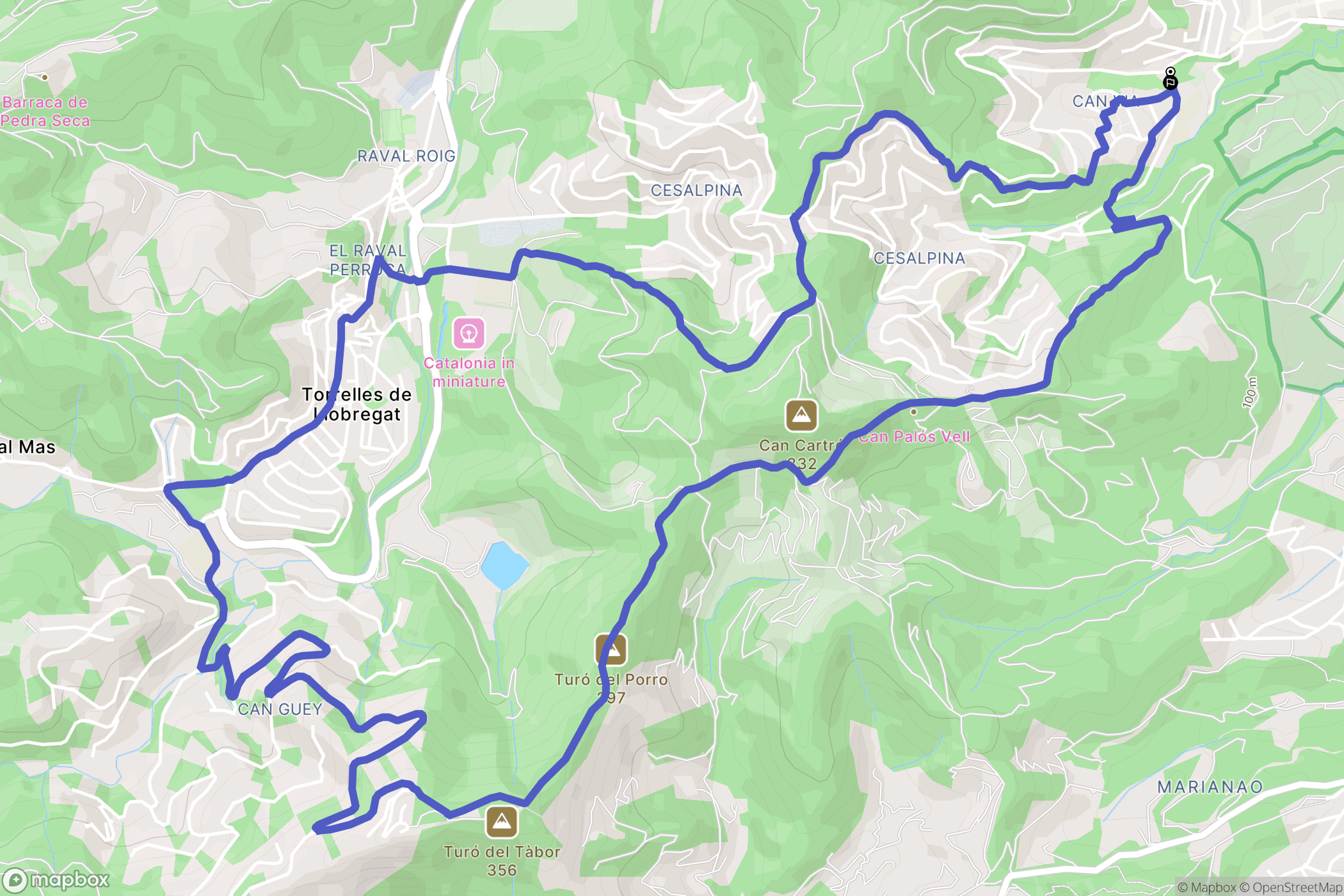 Santa Coloma de Cervelló : carte du parcours de randonnée - Spain