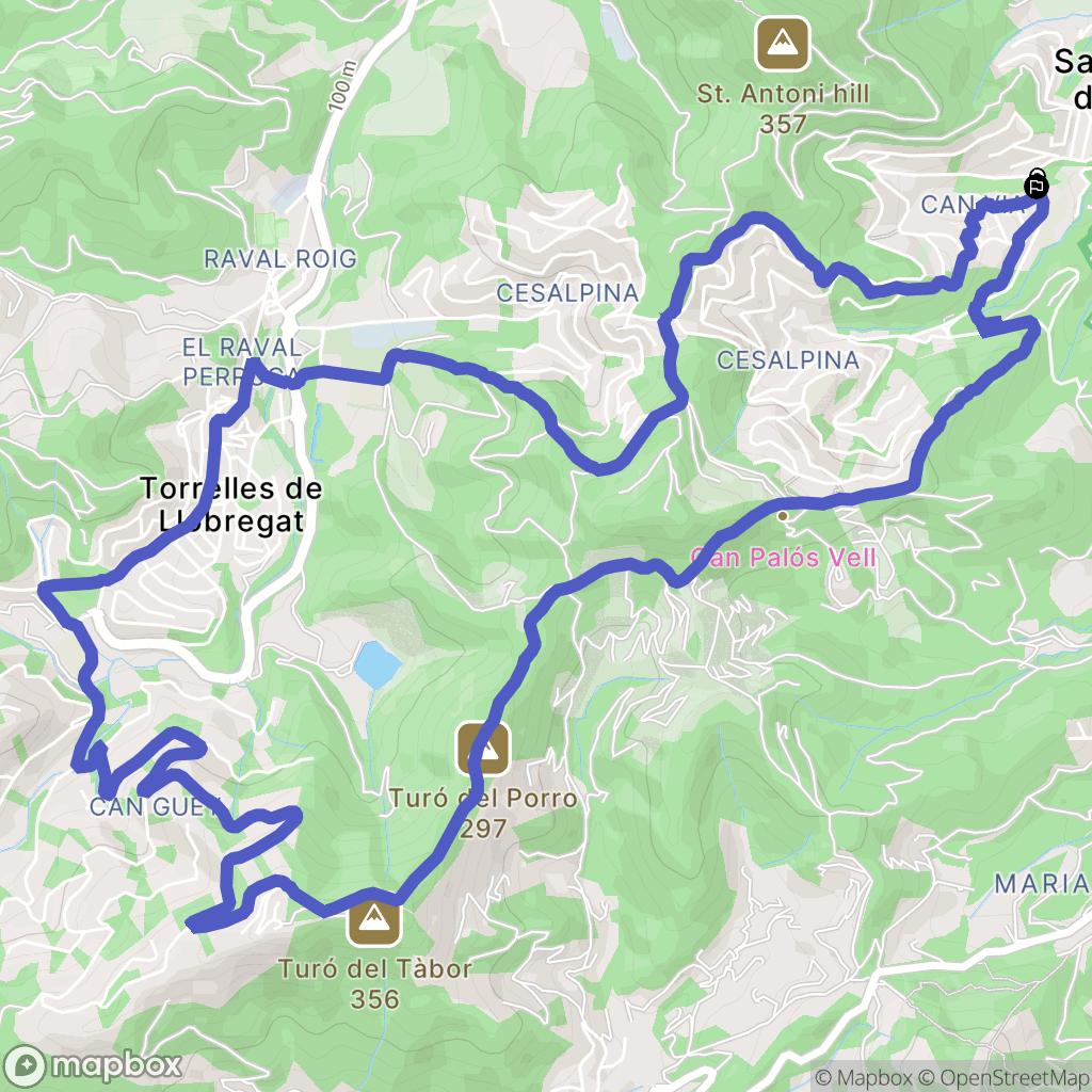 Santa Coloma de Cervelló : carte du parcours de randonnée - Spain