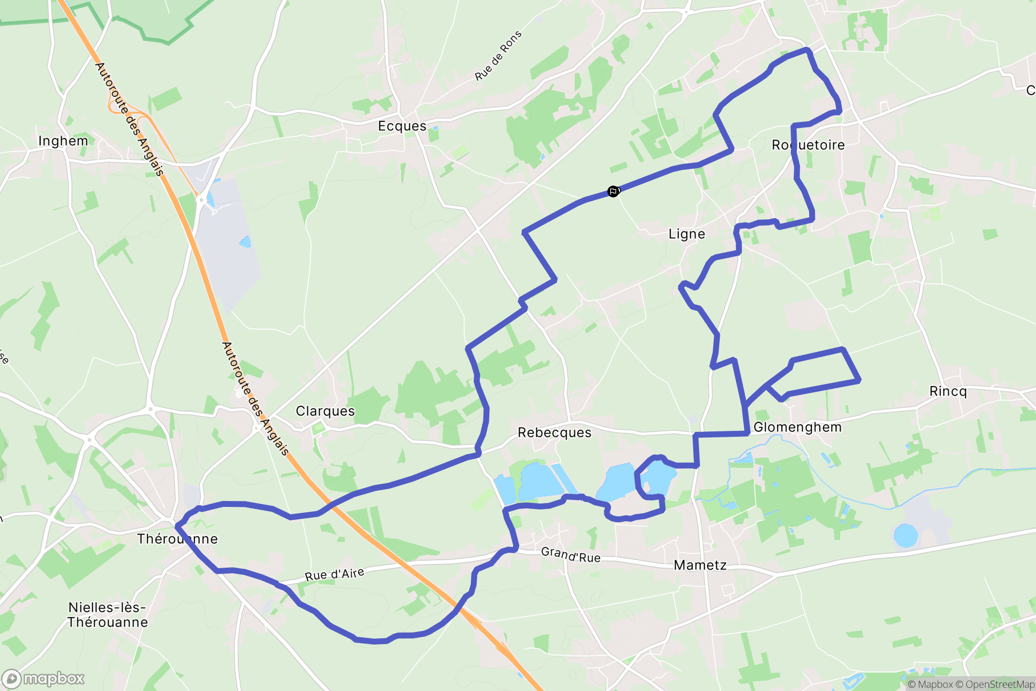 Roquetoire : carte du parcours de randonnée - France