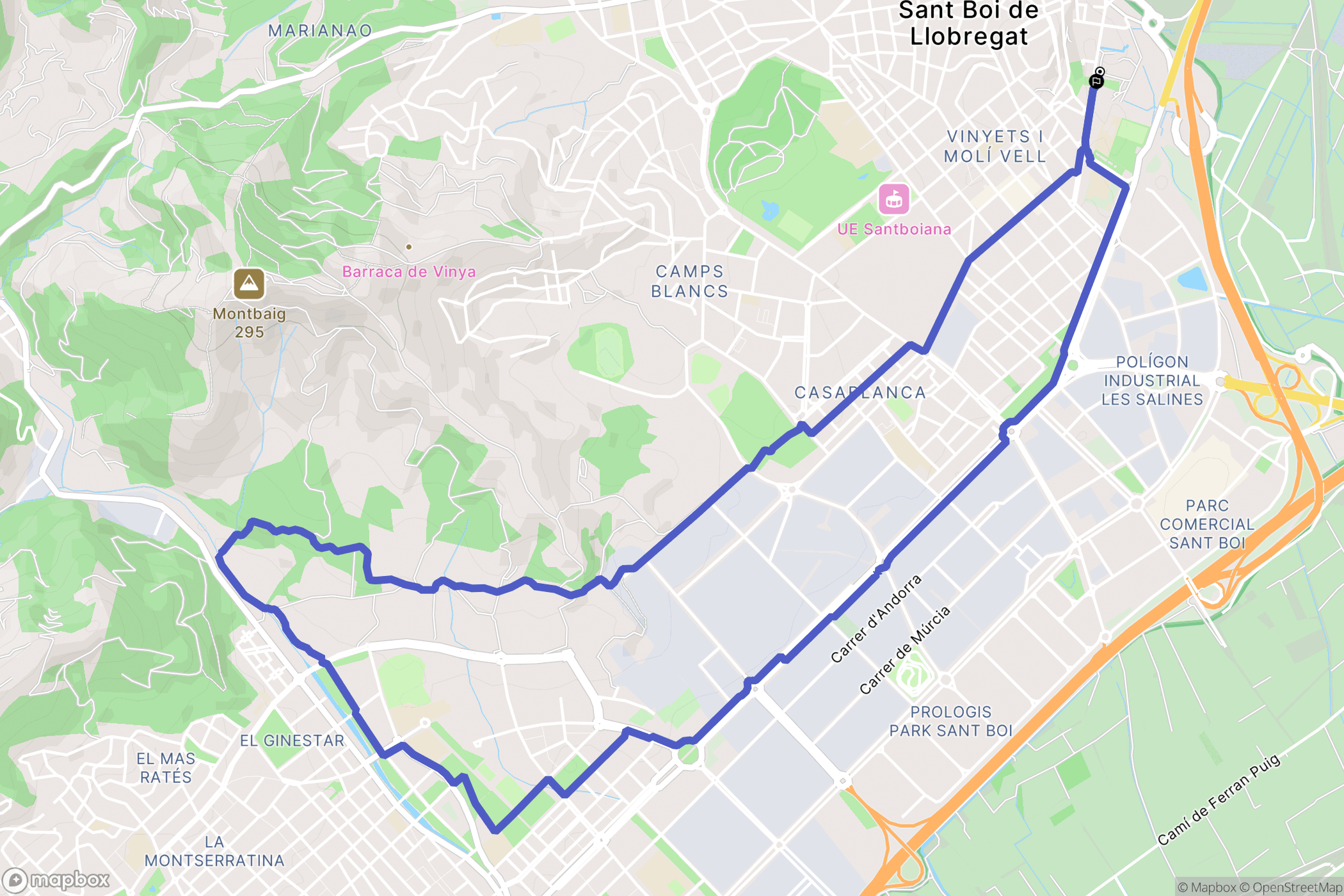 Sant Boi de Llobregat : carte du parcours de randonnée - Spain