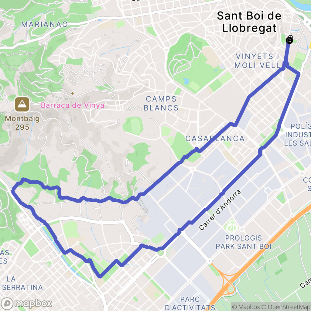 Sant Boi de Llobregat : carte du parcours de randonnée - Spain
