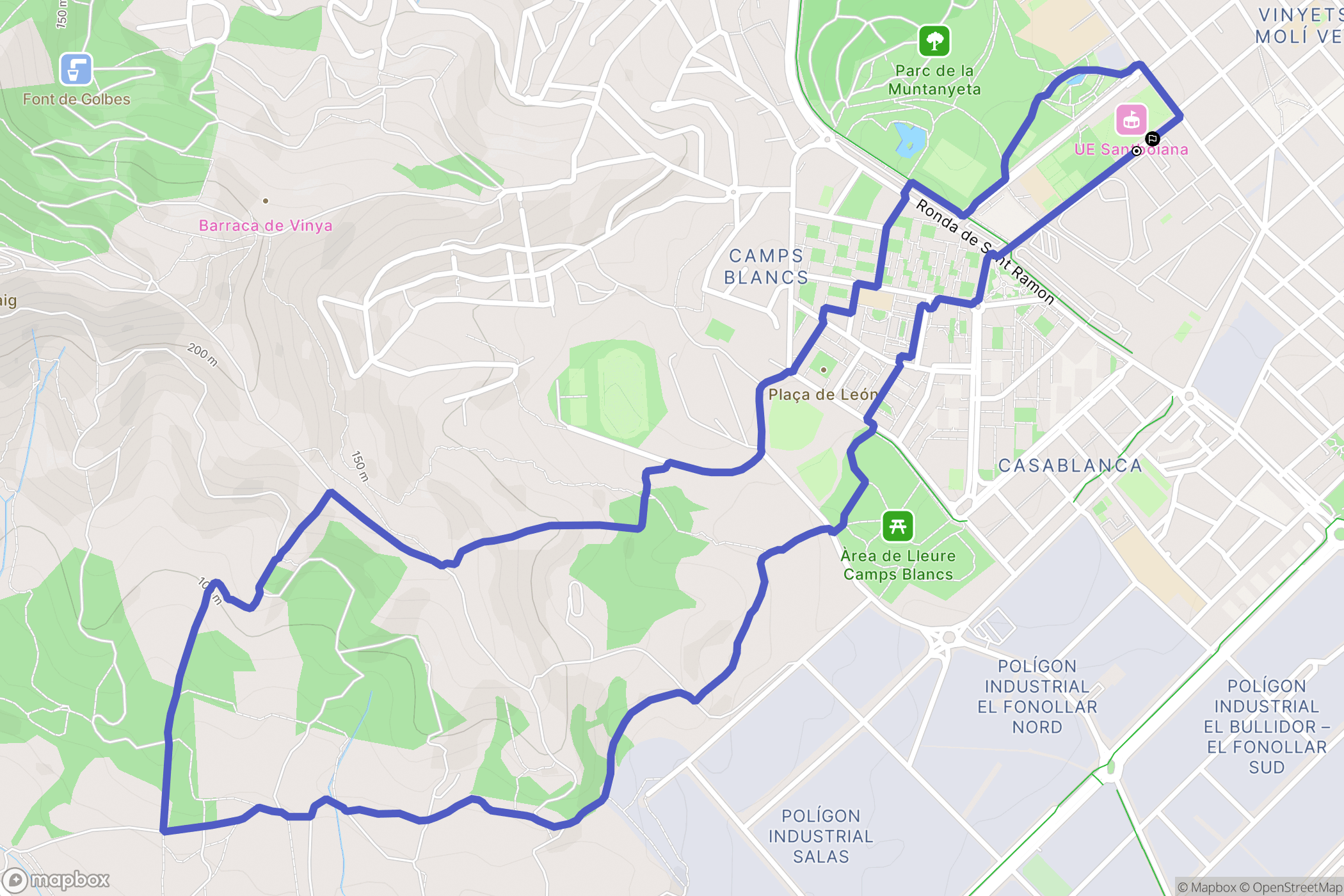Sant Boi de Llobregat : carte du parcours de randonnée - Spain
