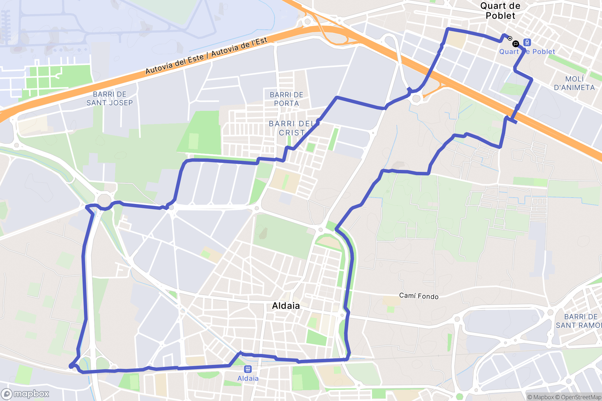 Quart de Poblet : carte du parcours de randonnée - Spain