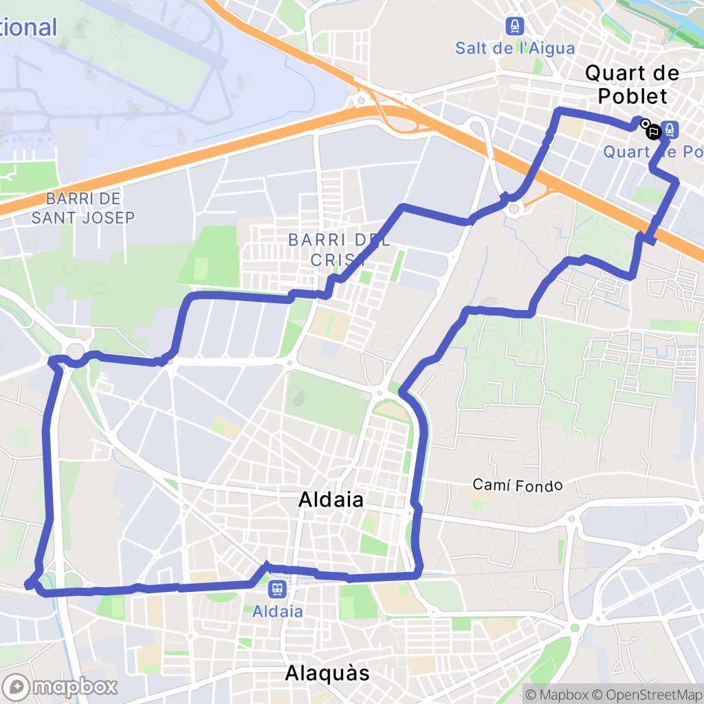 Quart de Poblet : carte du parcours de randonnée - Spain
