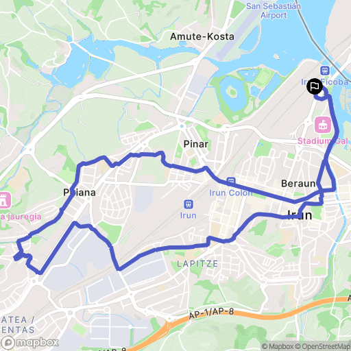 Irún : carte du parcours de randonnée - Spain