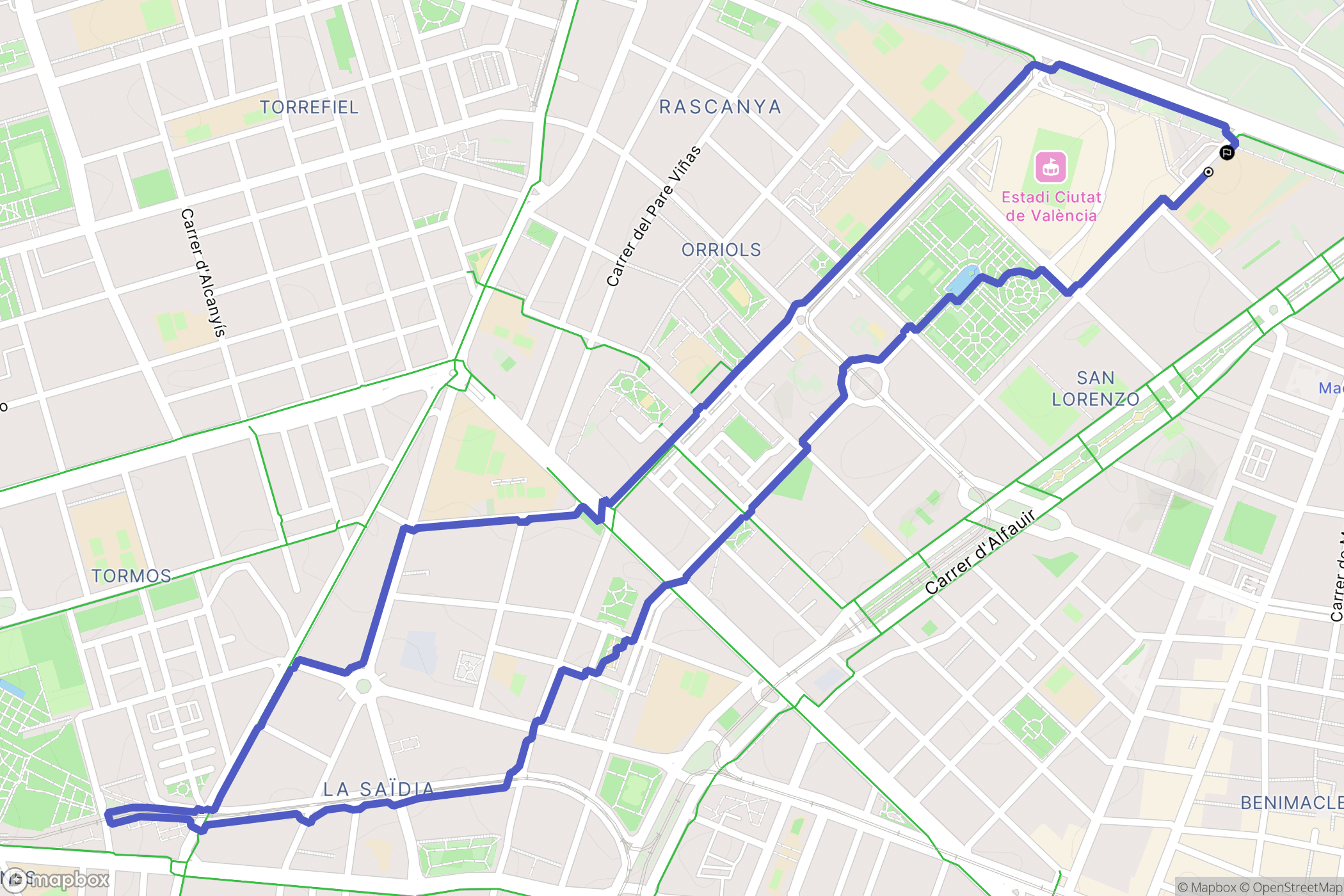 València : carte du parcours de randonnée - Spain