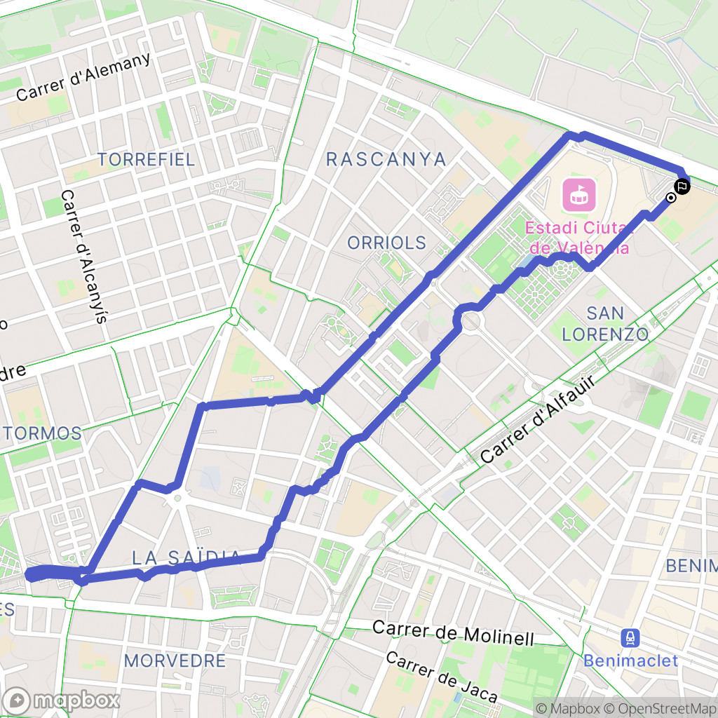 València : carte du parcours de randonnée - Spain