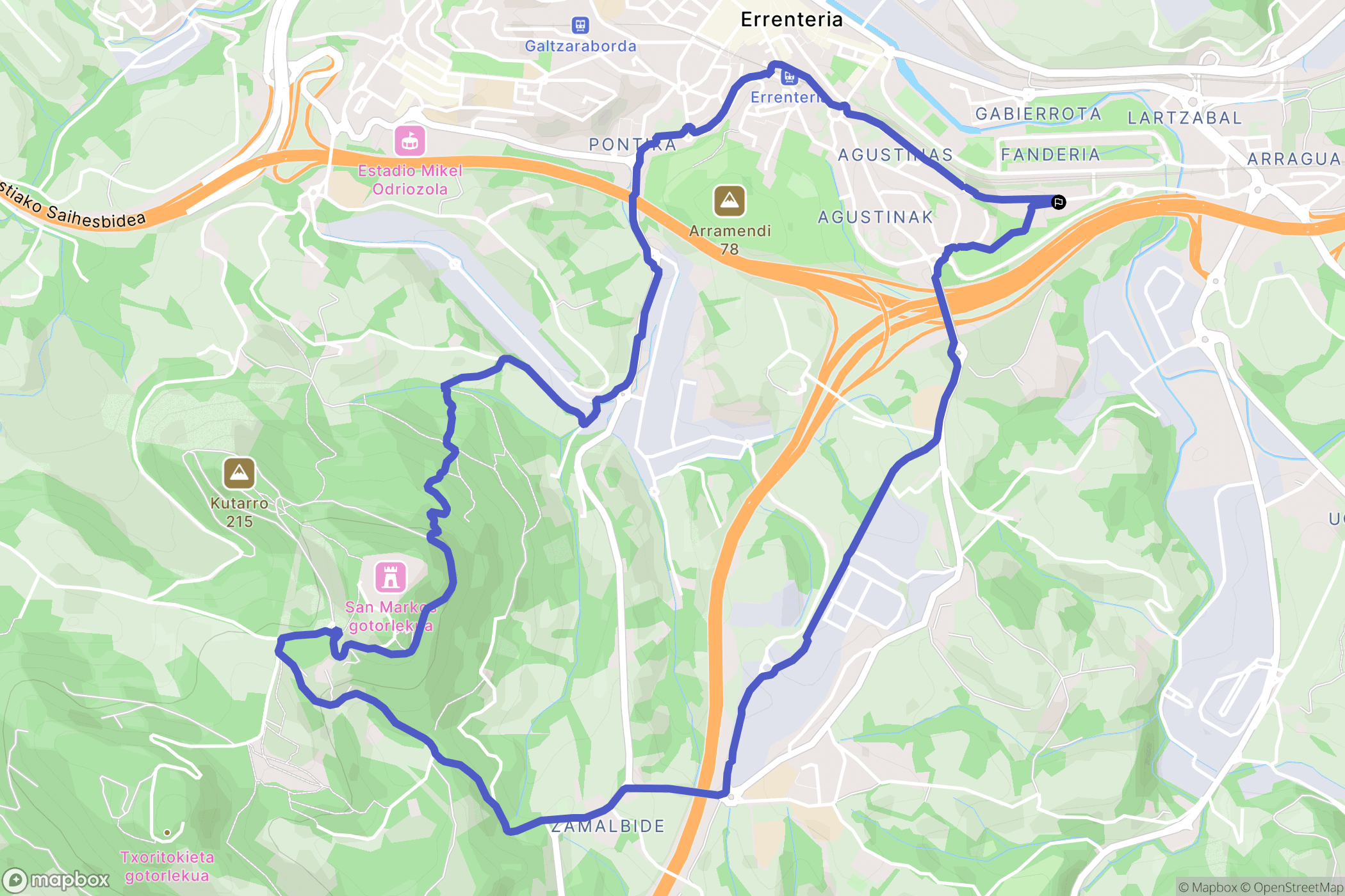 Errenteria : carte du parcours de randonnée - Spain