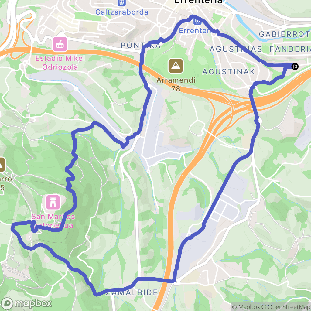 Errenteria : carte du parcours de randonnée - Spain