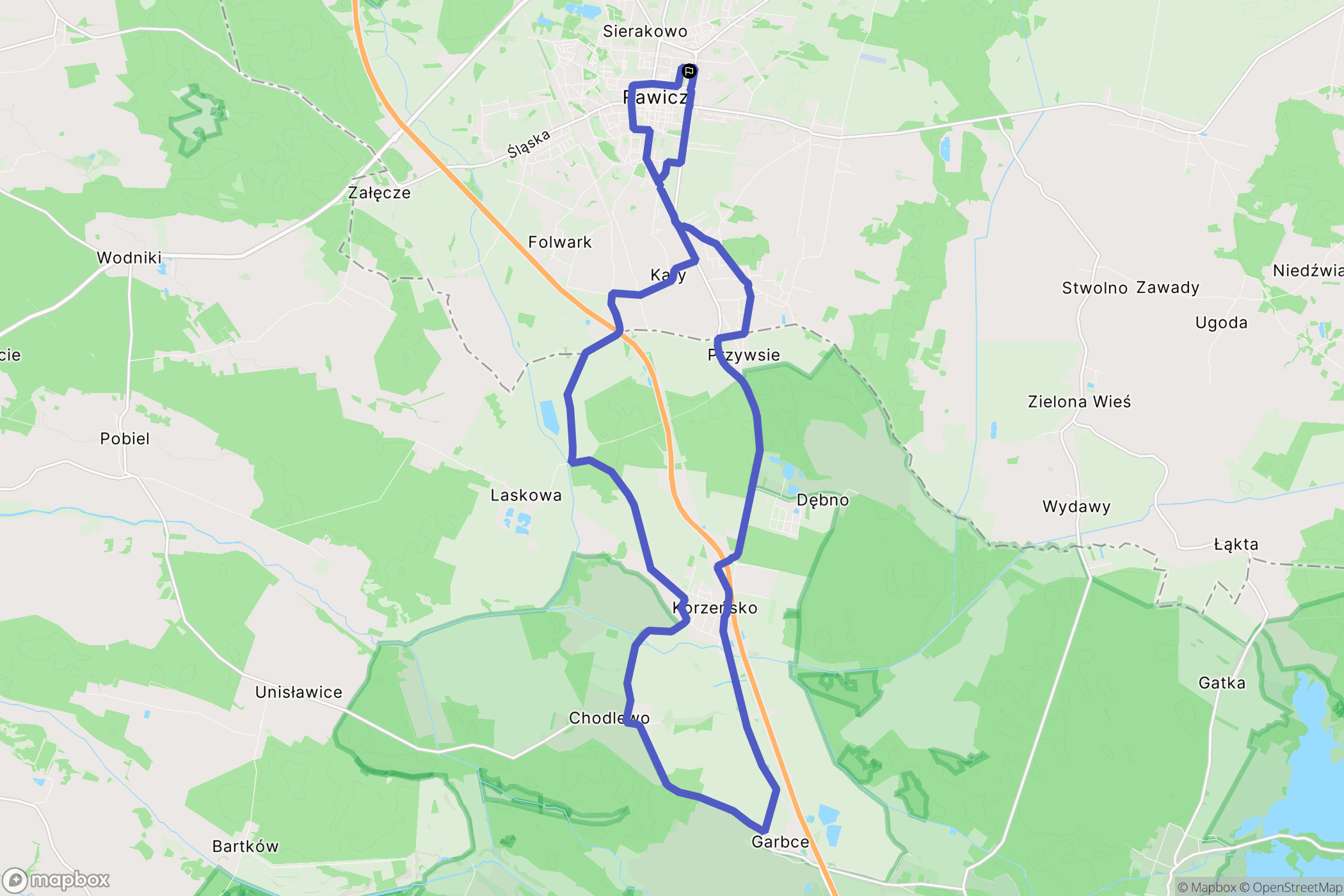 Rawicz: mapa trasy - Poland