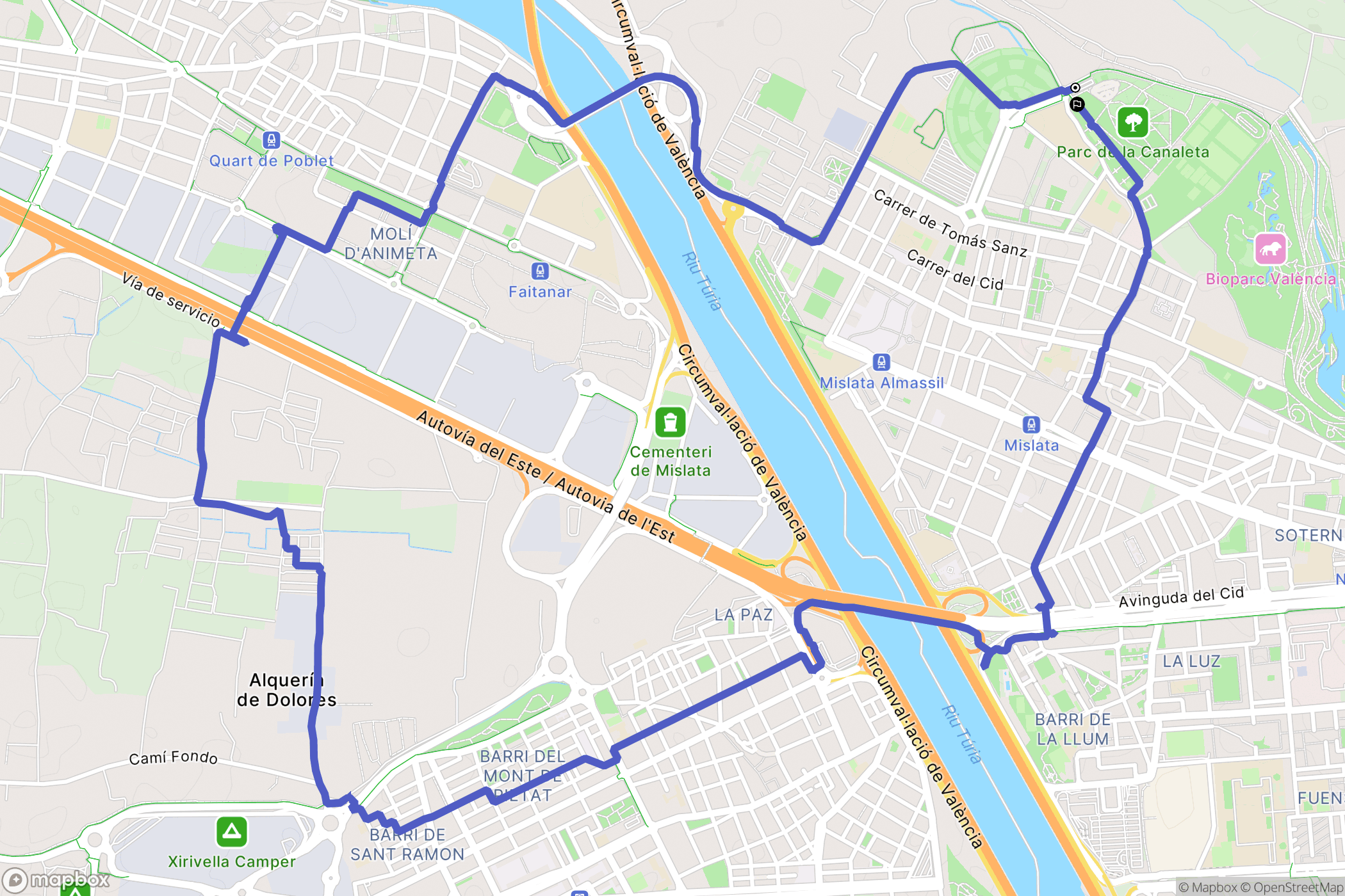 Mislata : carte du parcours de randonnée - Spain