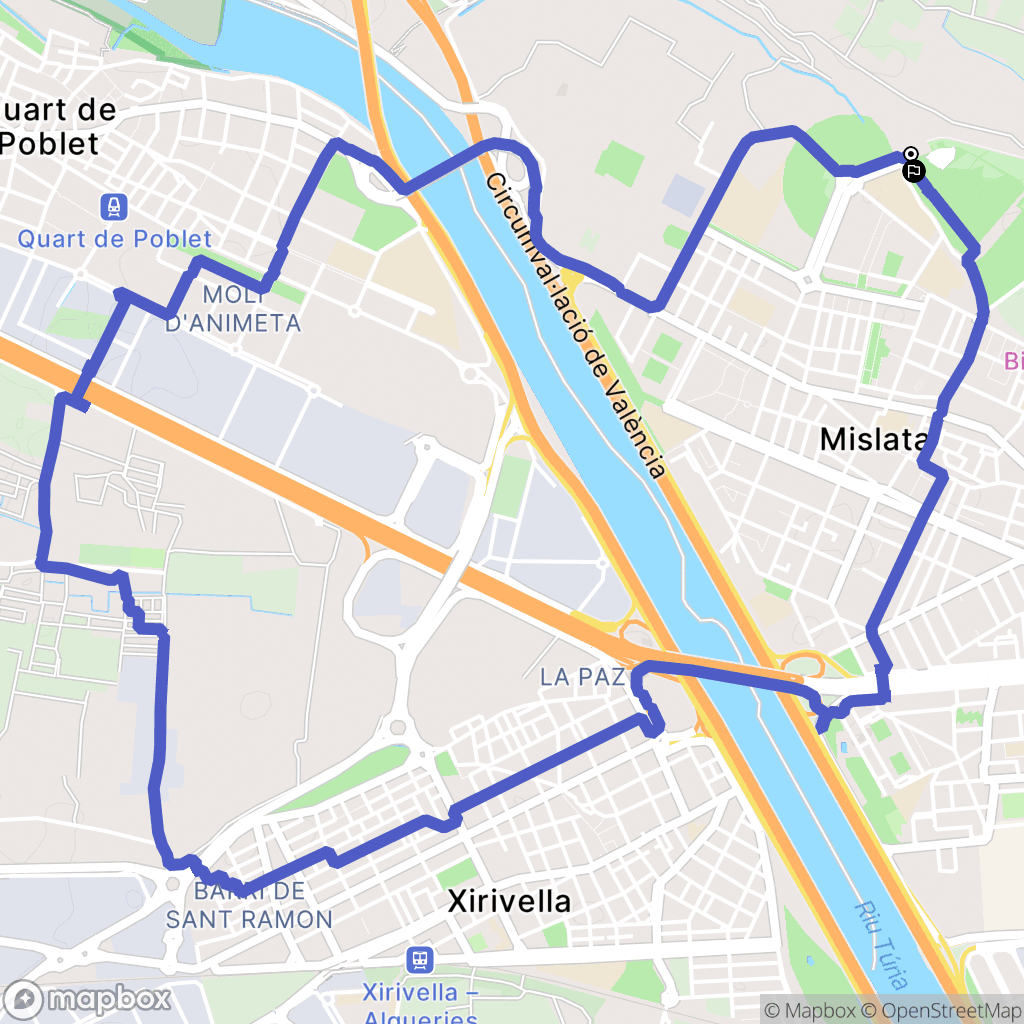 Mislata : carte du parcours de randonnée - Spain