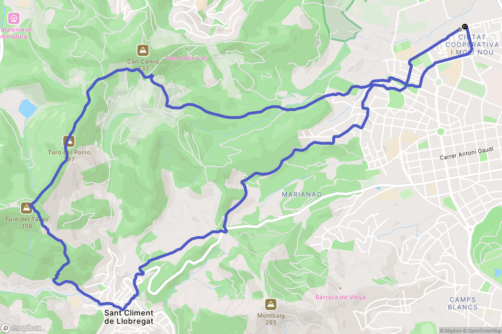 Sant Boi de Llobregat : carte du parcours de randonnée - Spain