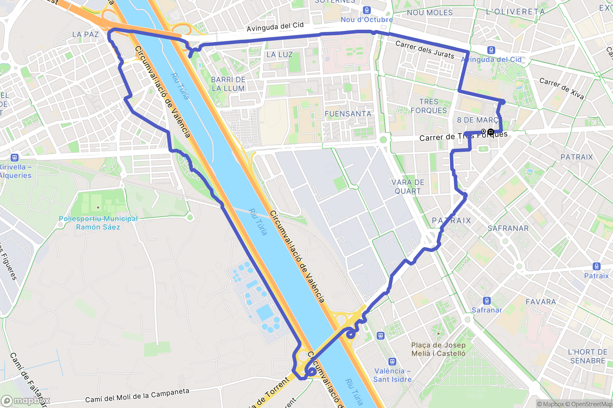 Valencia : carte du parcours de randonnée - Spain