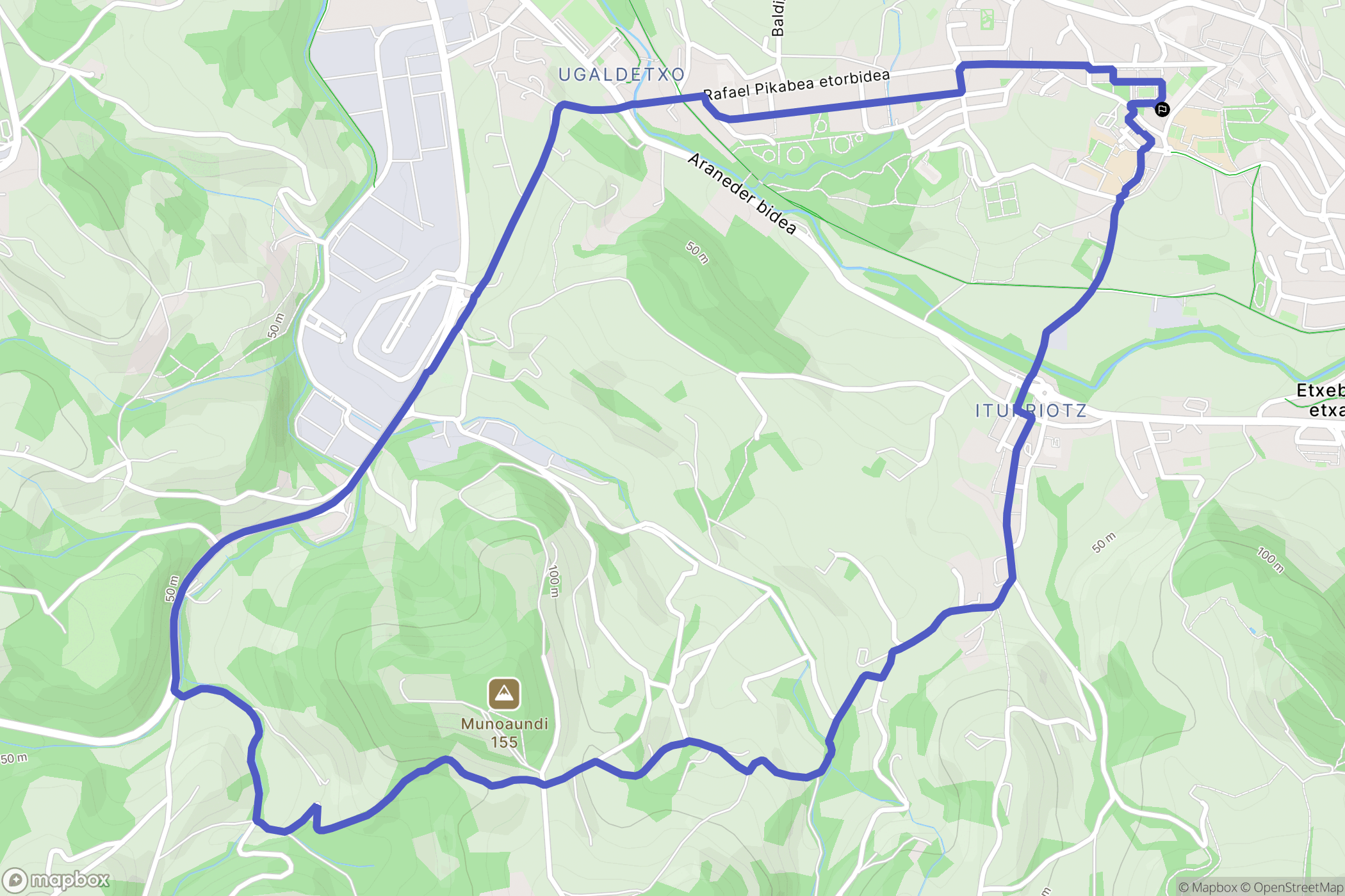 Oiartzun : carte du parcours de randonnée - Spain