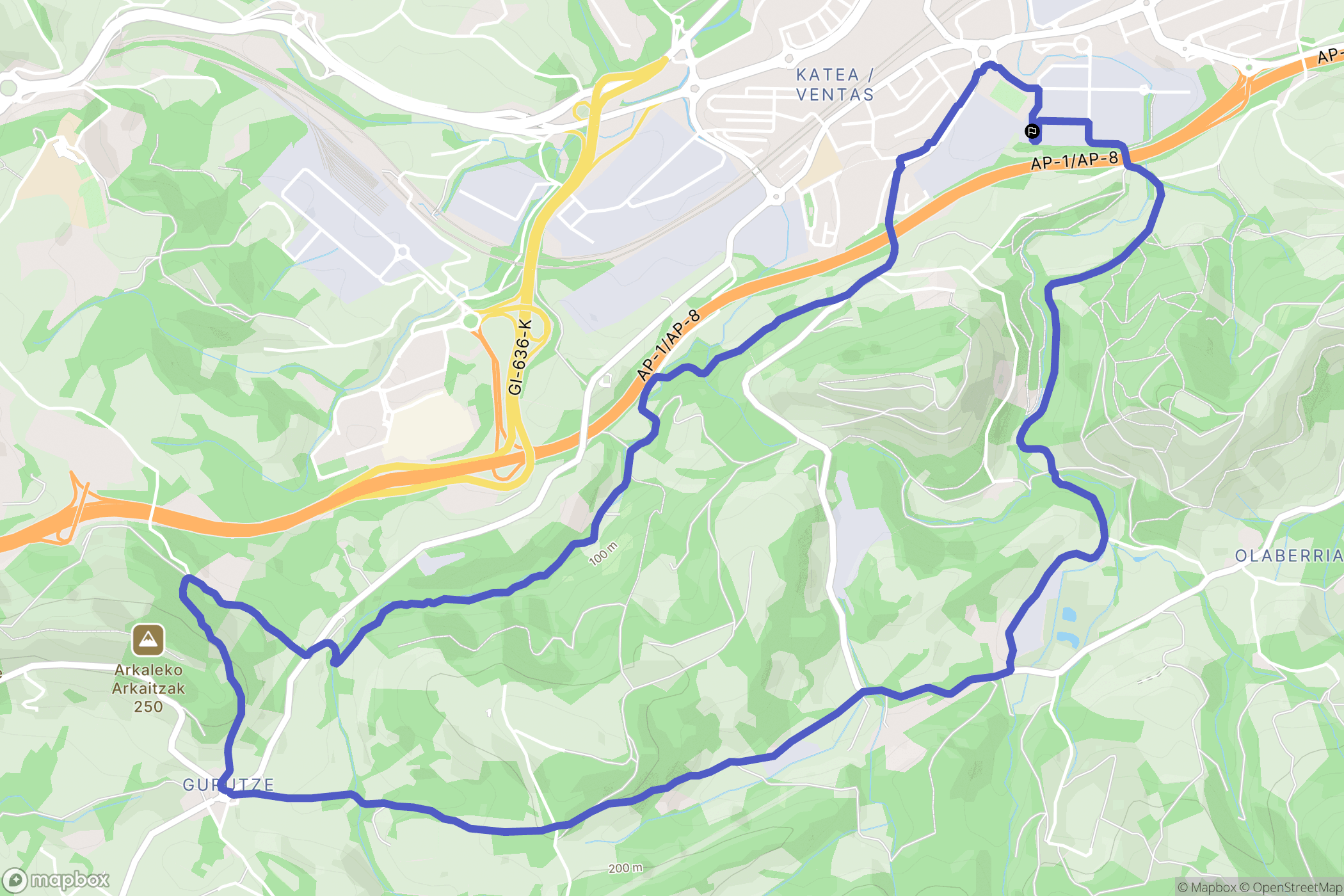 Irun : carte du parcours de randonnée - Spain