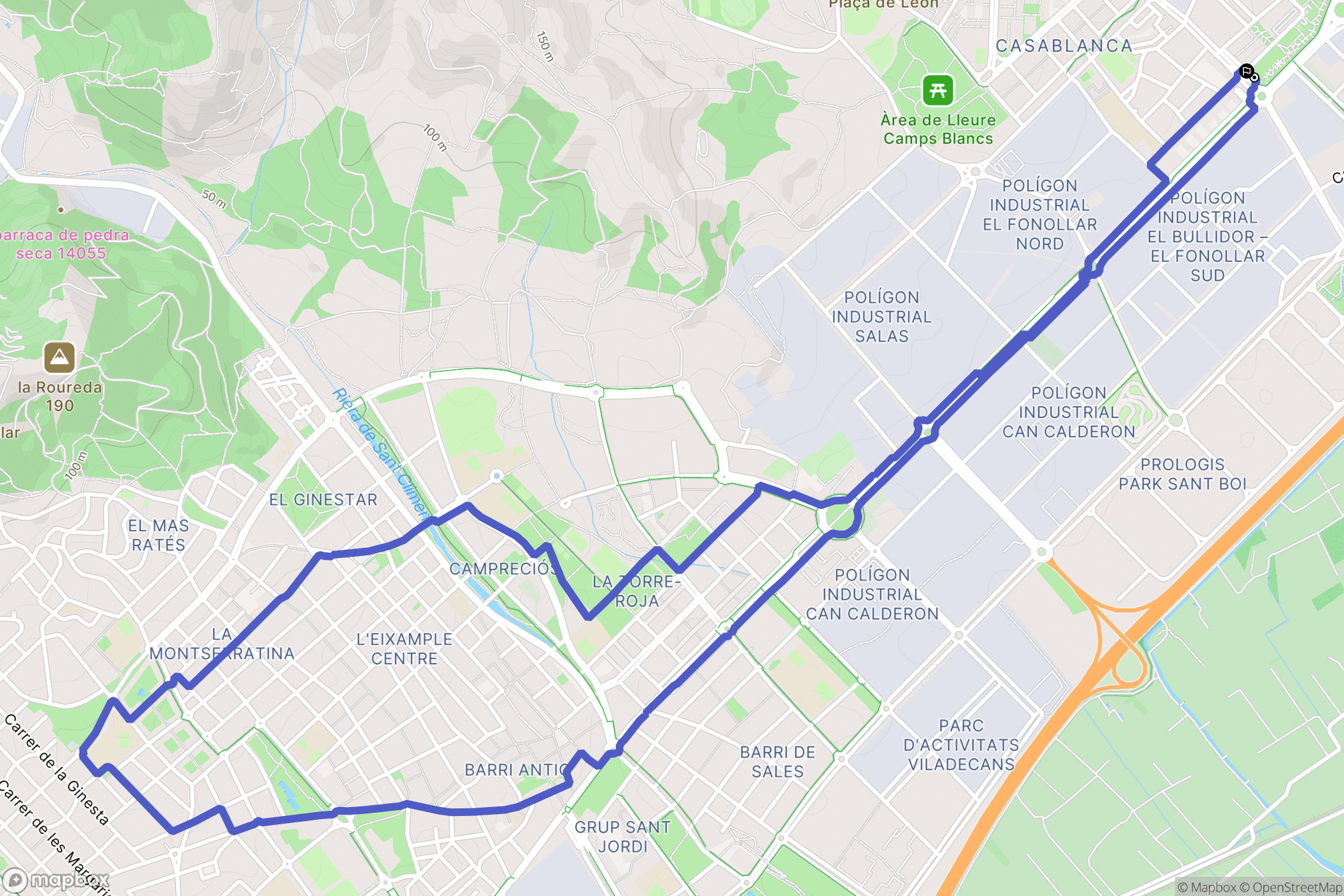 Sant Boi de Llobregat : carte du parcours de randonnée - Spain