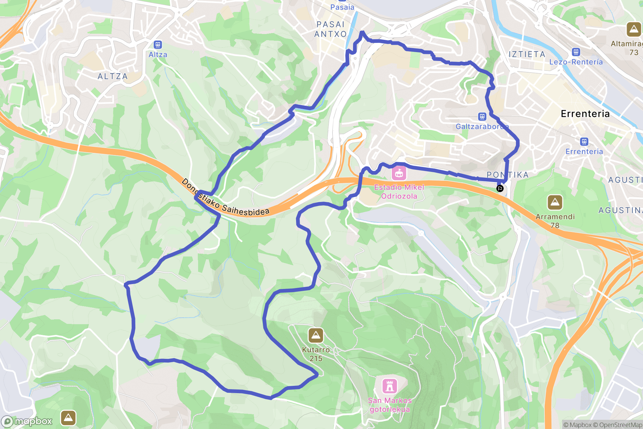 Errenteria : carte du parcours de randonnée - Spain