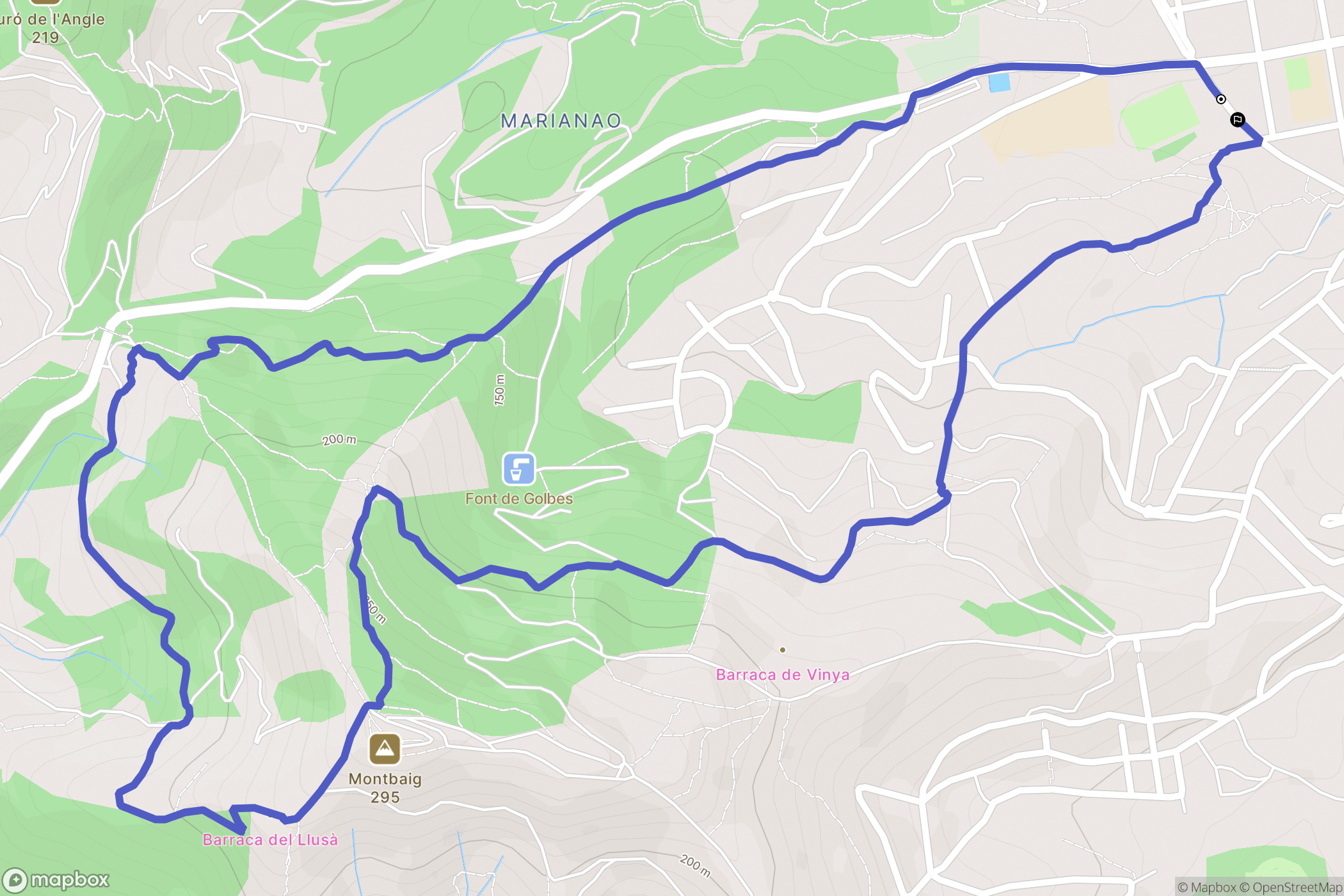 Sant Boi de Llobregat : carte du parcours de randonnée - Spain