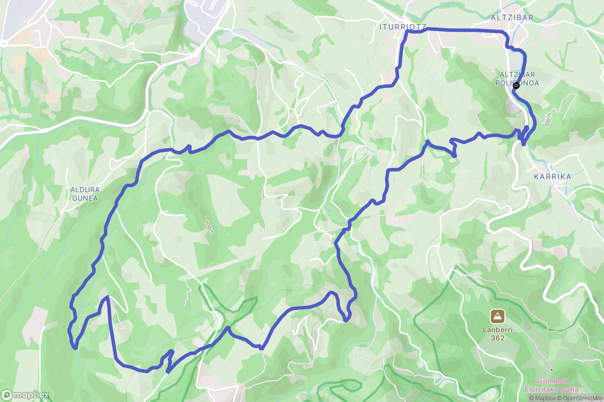: carte du parcours de randonnée - Spain