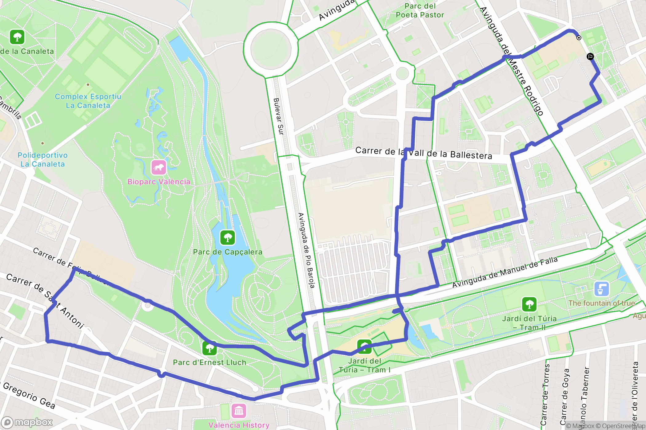 València : carte du parcours de randonnée - Spain