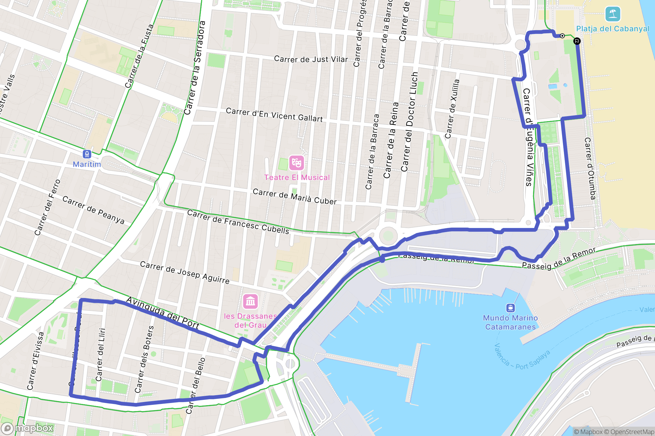 València : carte du parcours de randonnée - Spain