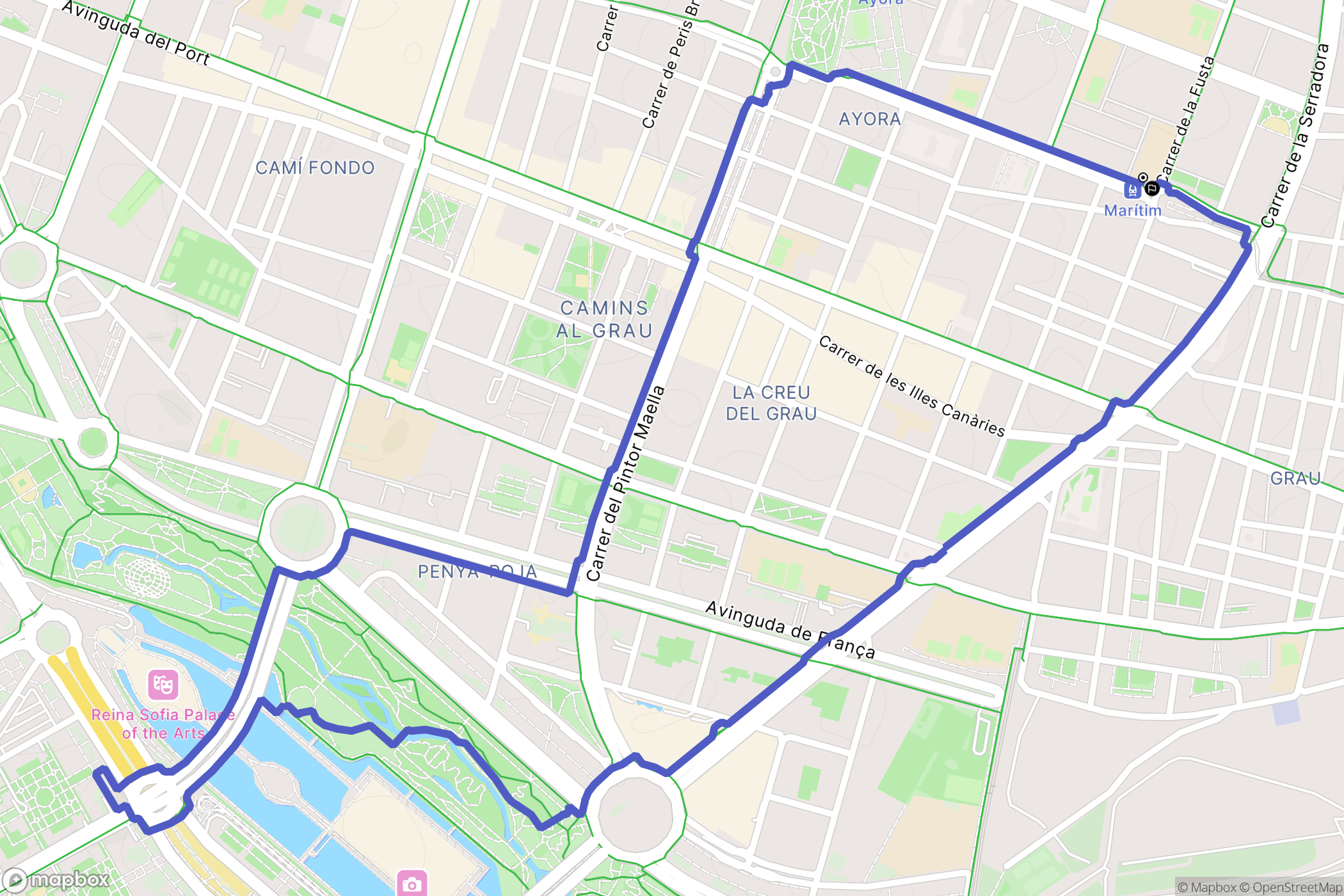 València : carte du parcours de randonnée - Spain