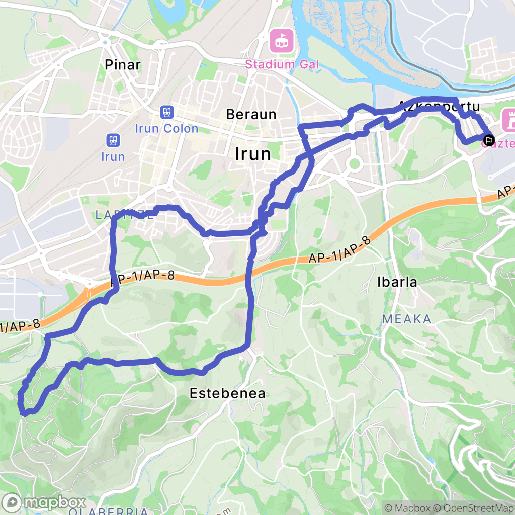 Irun : carte du parcours de randonnée - Spain