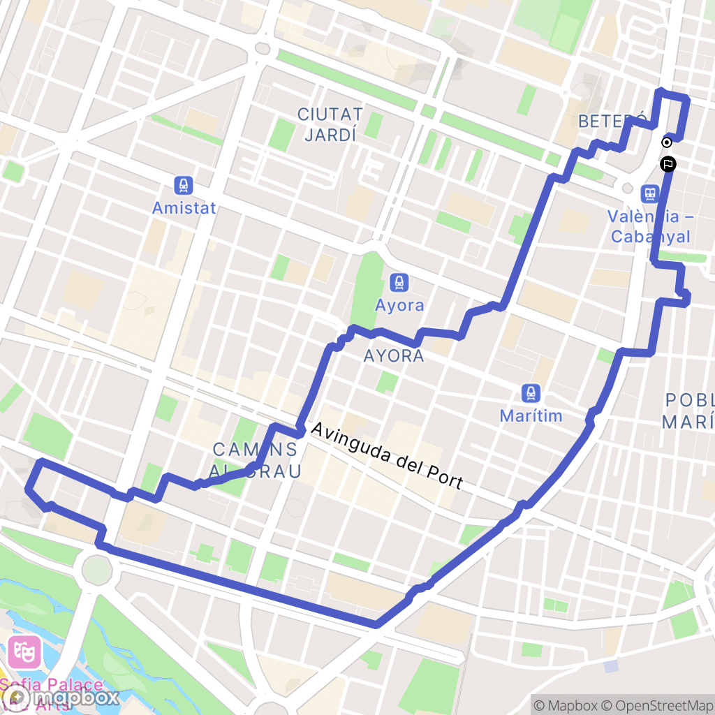 València : carte du parcours de randonnée - Spain