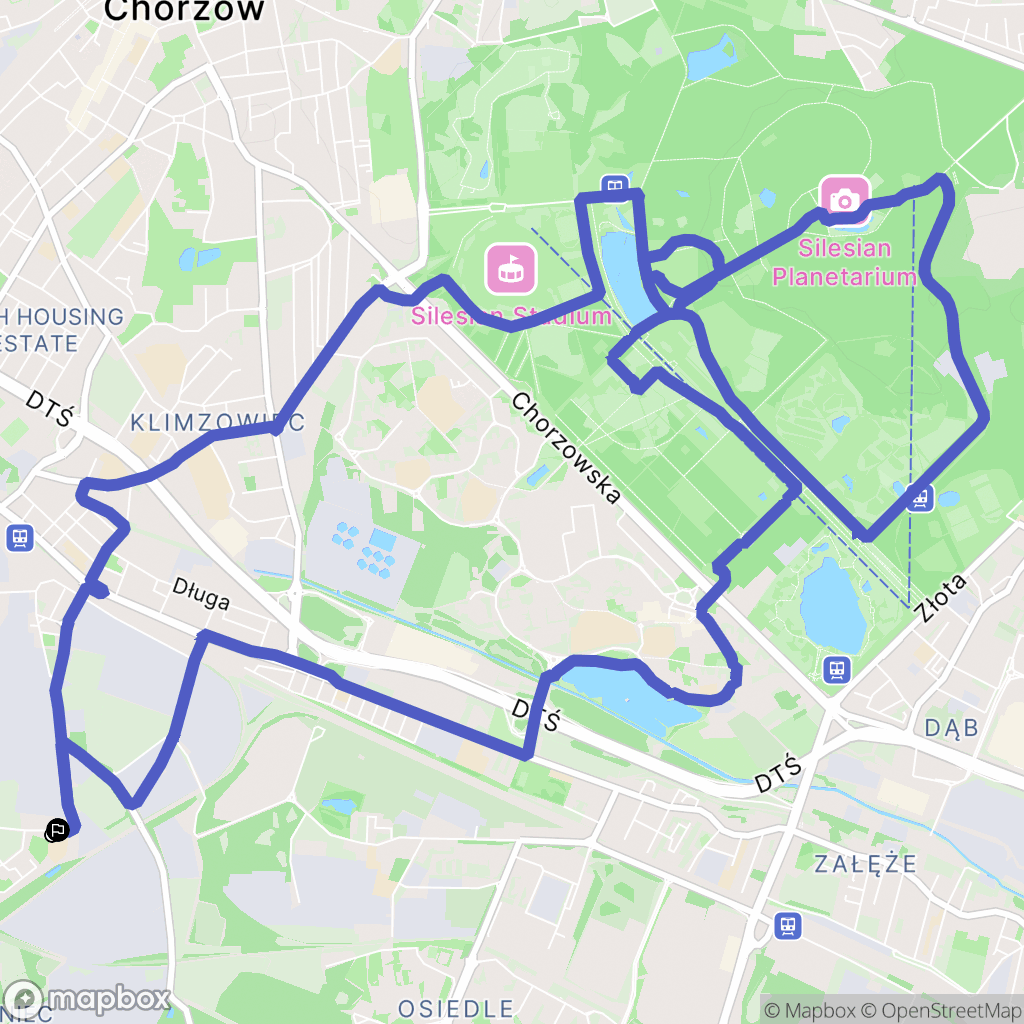 Chorzów: mapa trasy - Poland