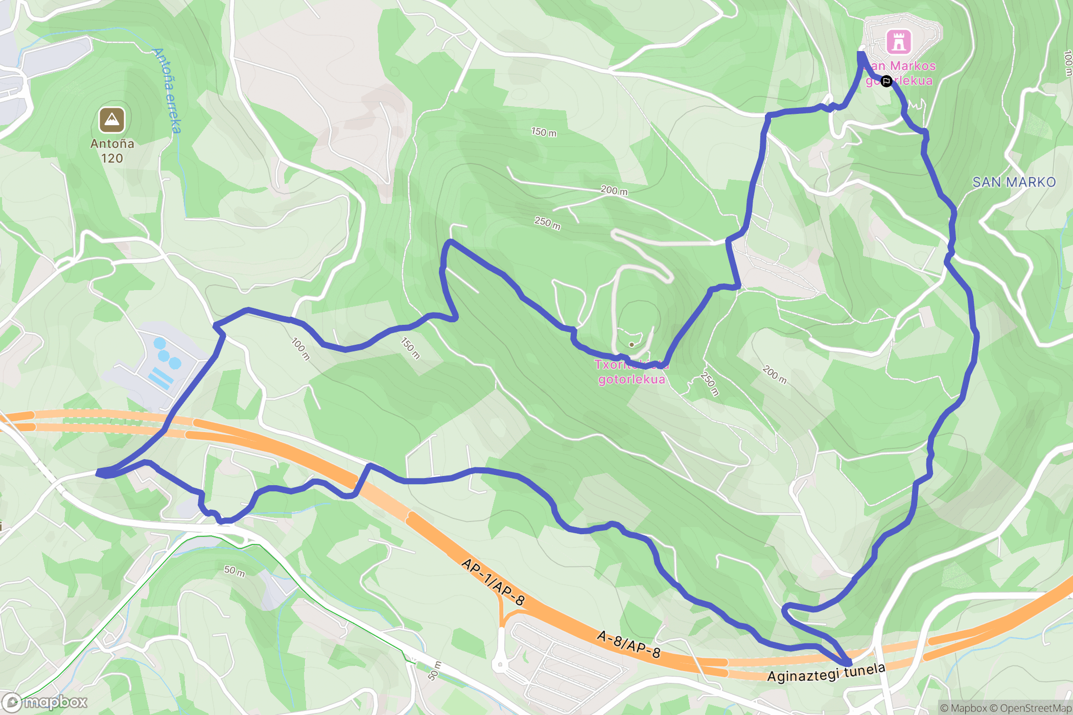 Errenteria : carte du parcours de randonnée - Spain