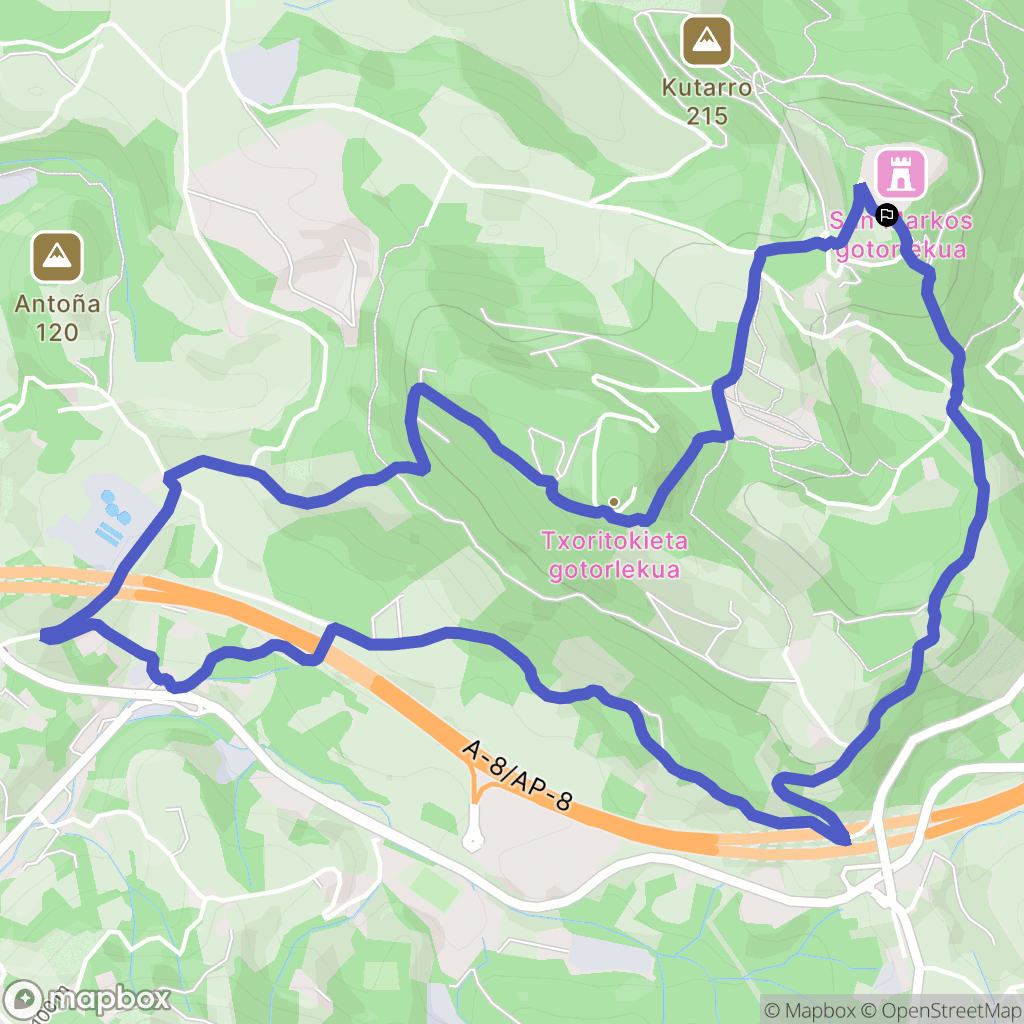 Errenteria : carte du parcours de randonnée - Spain
