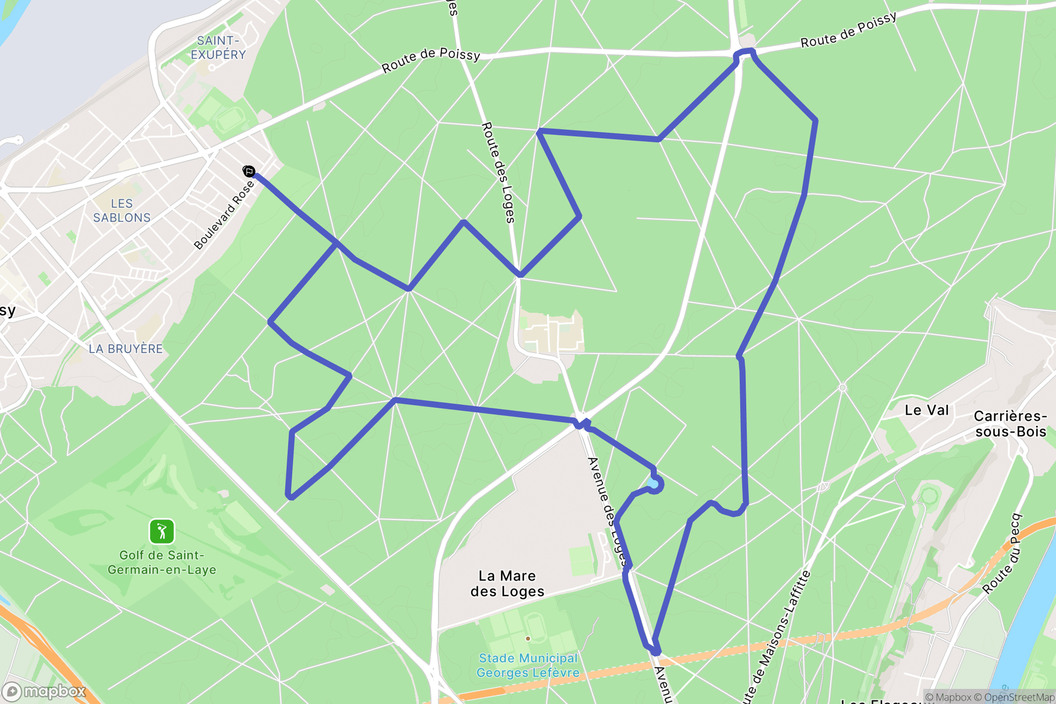 Poissy : carte du parcours de randonnée - France