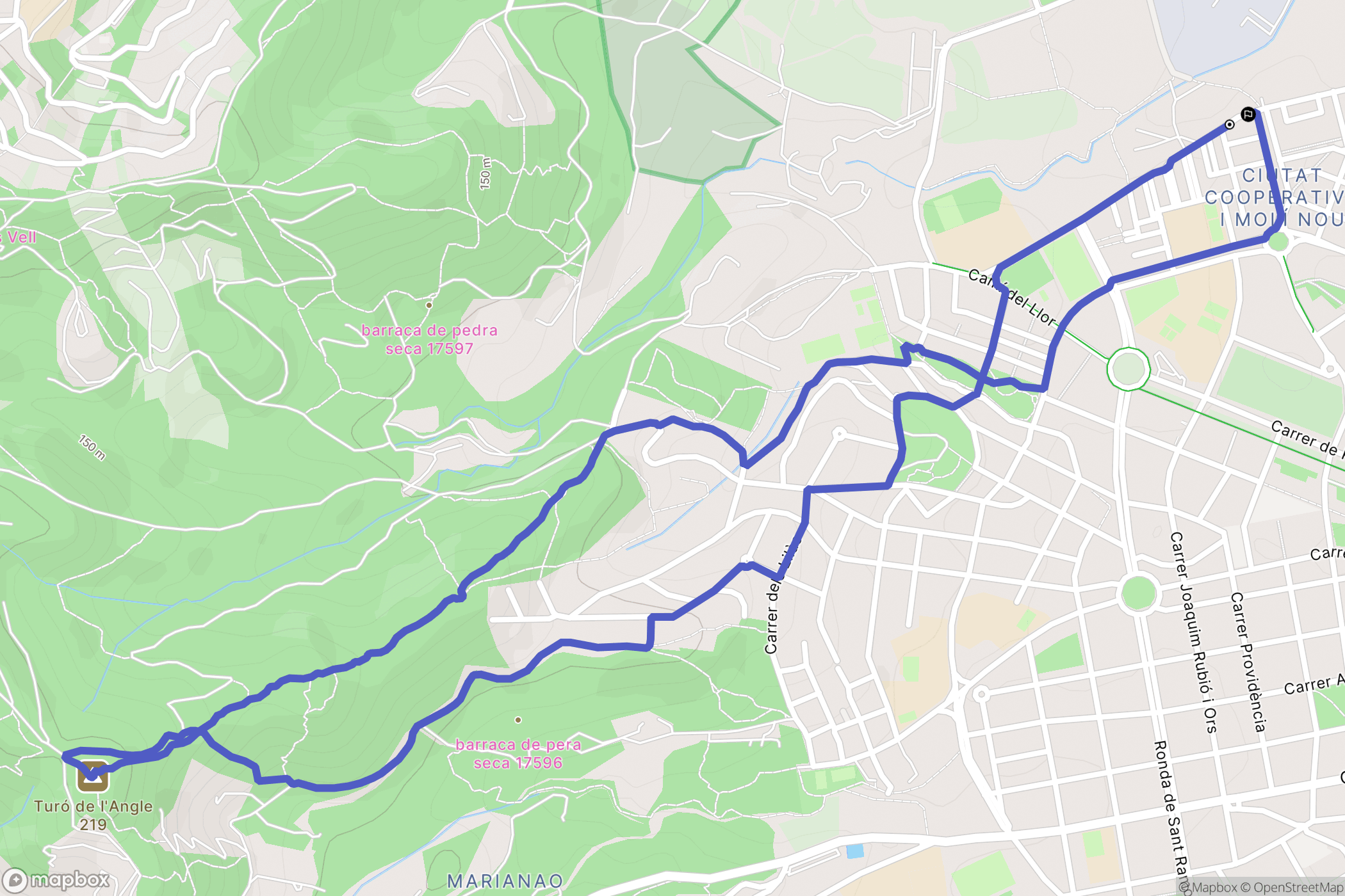 Sant Boi de Llobregat : carte du parcours de randonnée - Spain