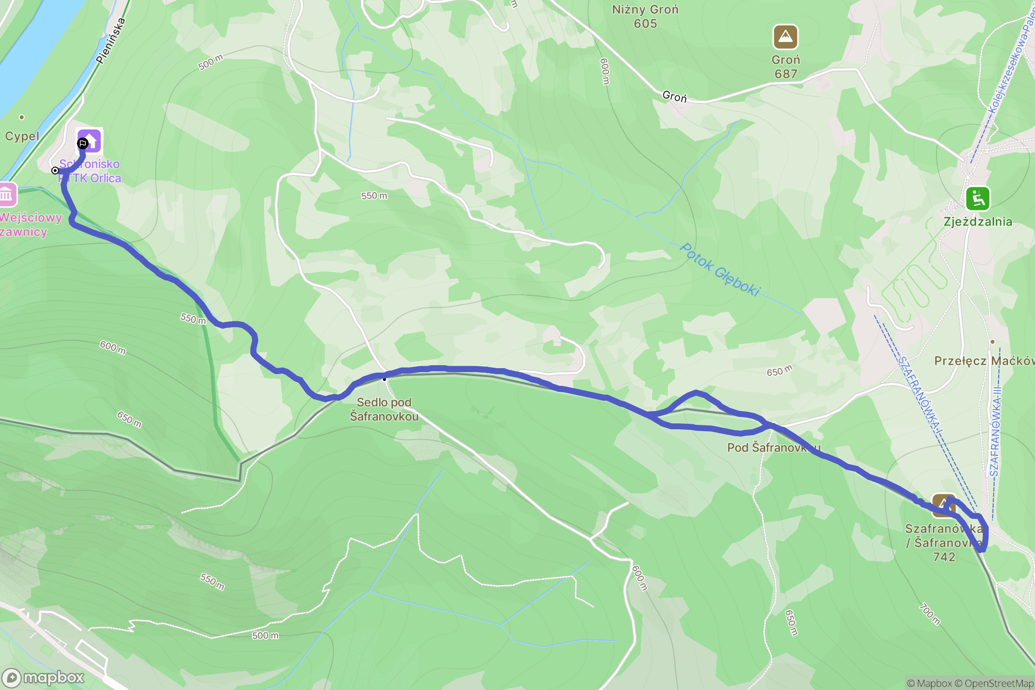 Szczawnica: mapa trasy - Poland