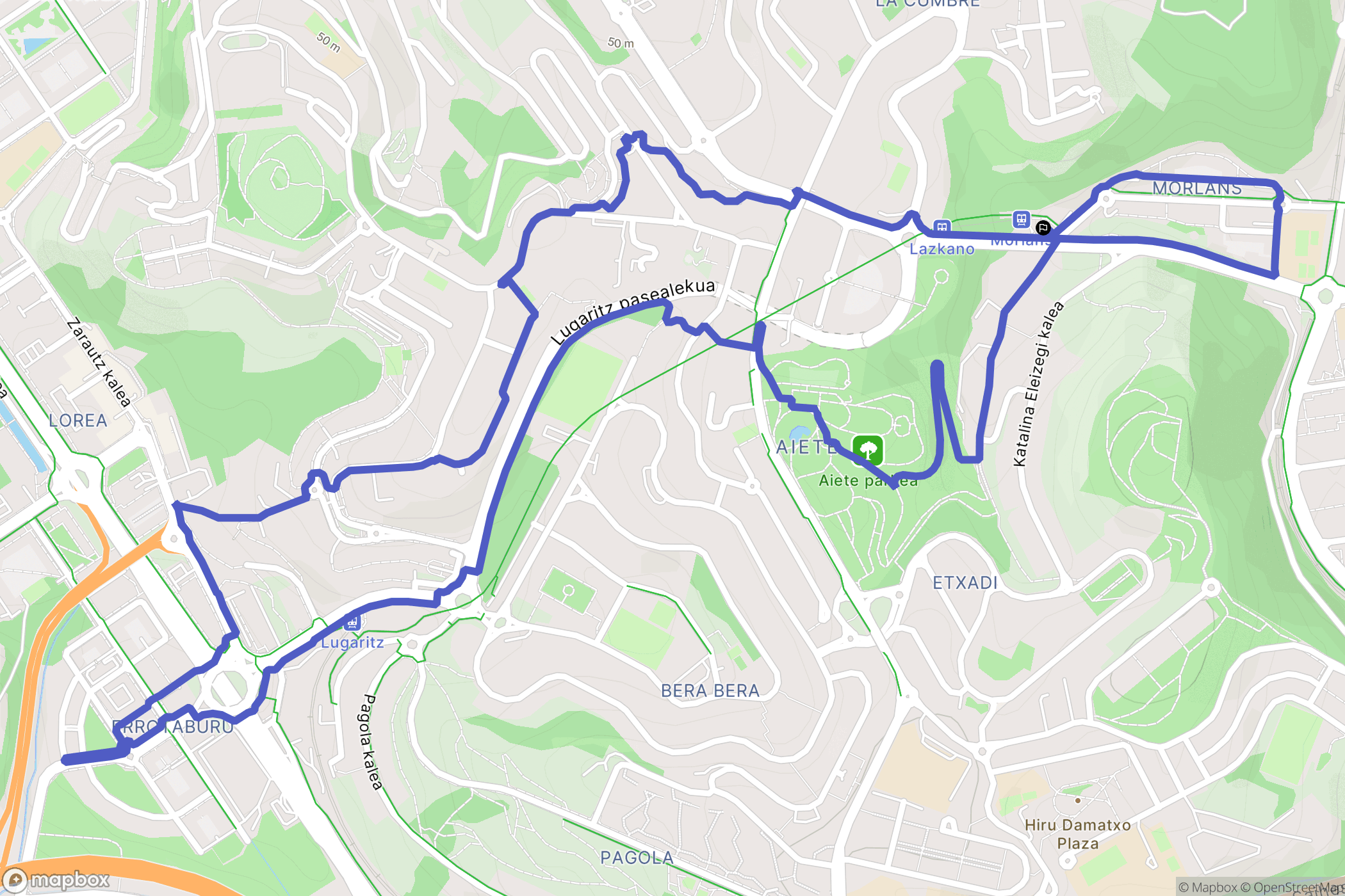 Donostia : carte du parcours de randonnée - Spain