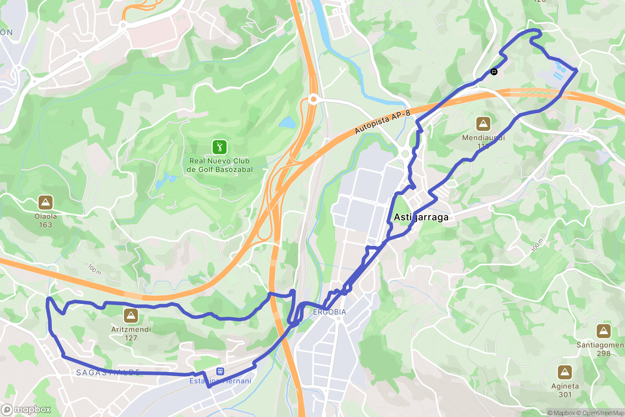Astigarraga : carte du parcours de randonnée - Spain