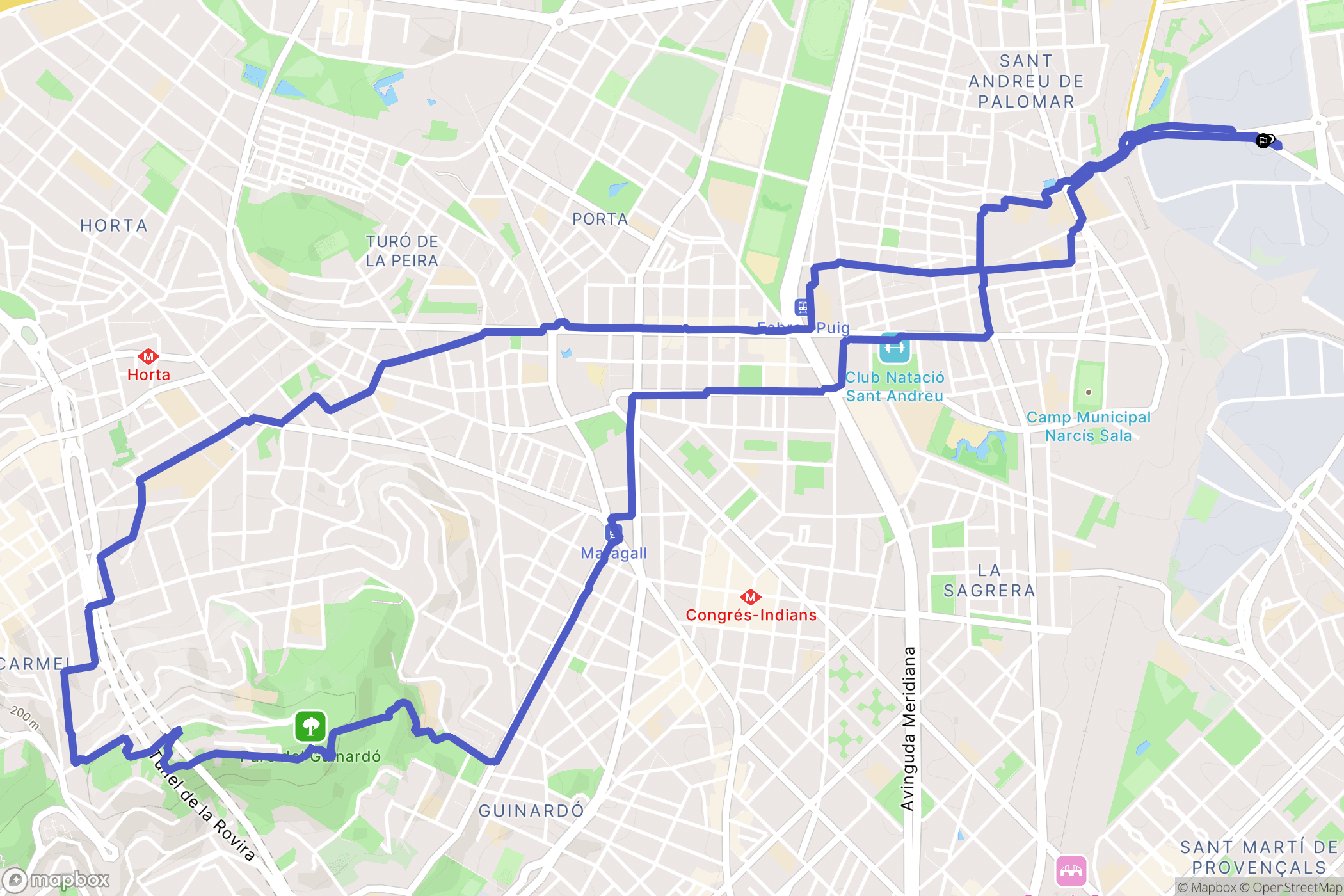 Barcelona : carte du parcours de randonnée - Spain