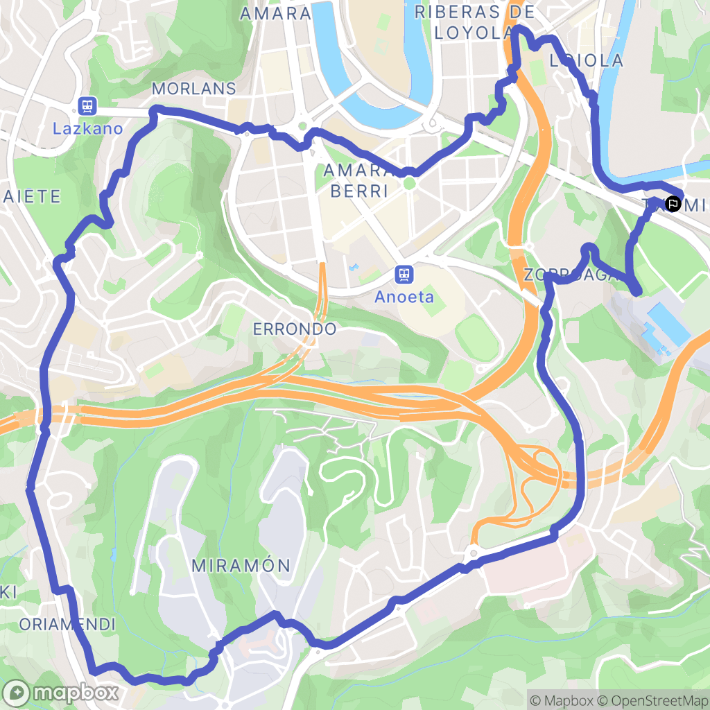Donostia : carte du parcours de randonnée - Spain